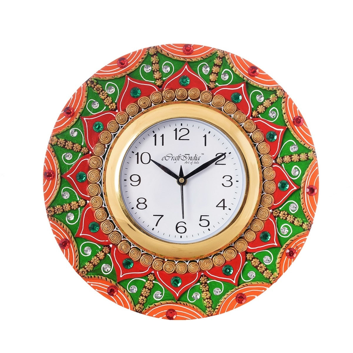 Decorative Papier-Mache Wooden Handcrafted Wall Clock