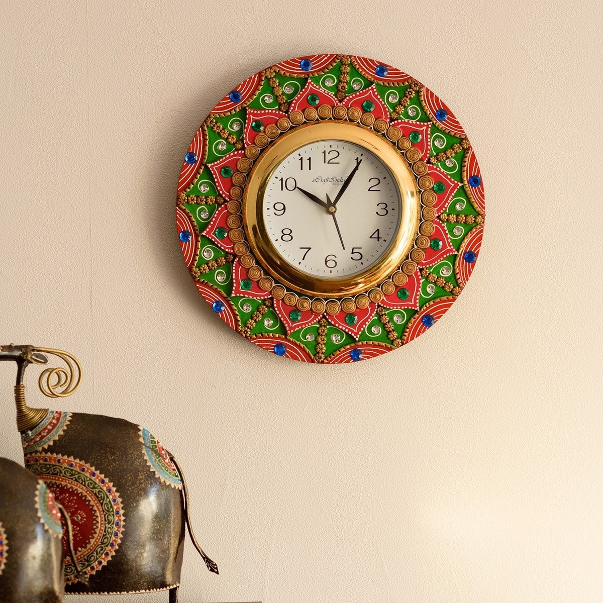 Exquisite Papier-Mache Wooden Handcrafted Wall Clock 1