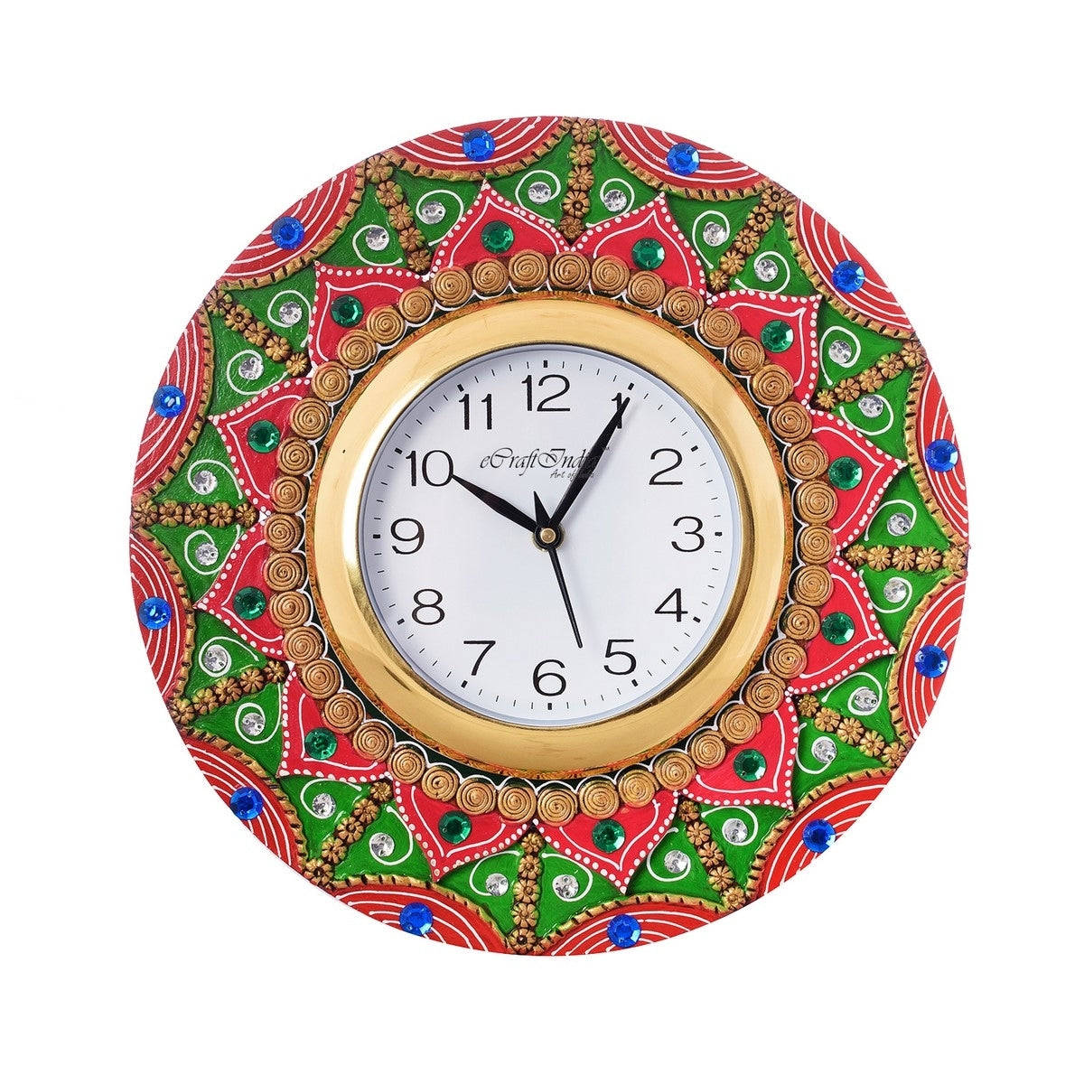 Exquisite Papier-Mache Wooden Handcrafted Wall Clock