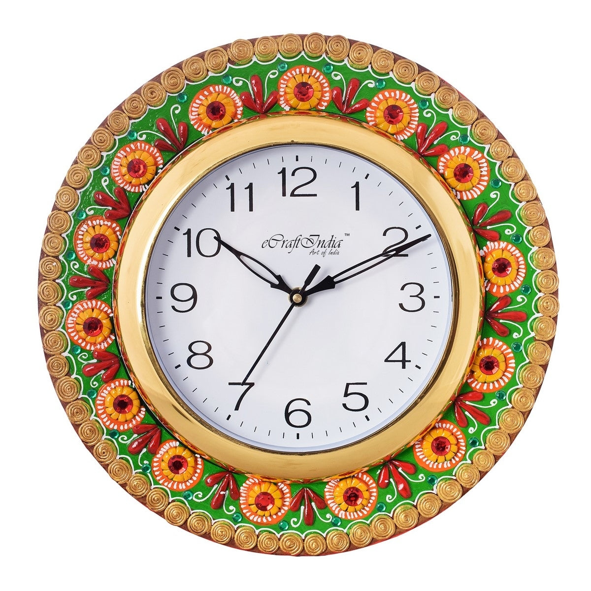 Traditional Design Papier-Mache Wooden Handcrafted Wall Clock