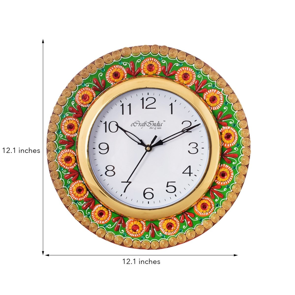 Traditional Design Papier-Mache Wooden Handcrafted Wall Clock 2