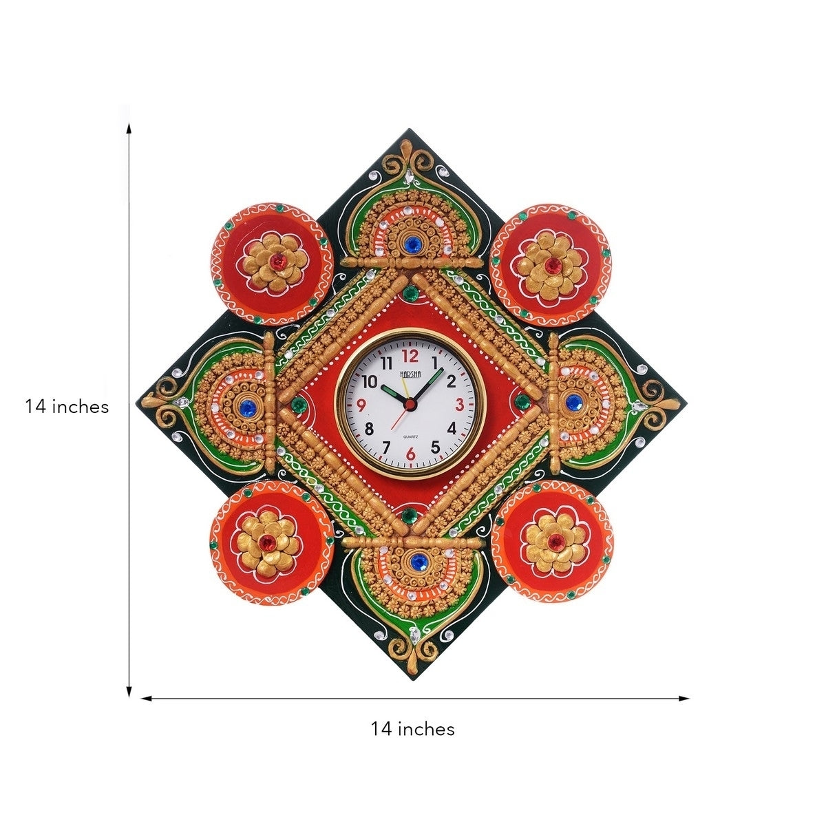 Colorful Handcrafted Designer Wooden Papier Mache Wall Clock 2