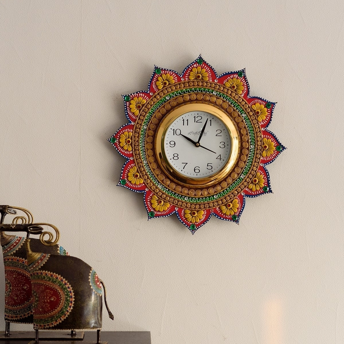 Sublime and Decorative Papier-Mache Wooden Handcrafted Wall Clock 1