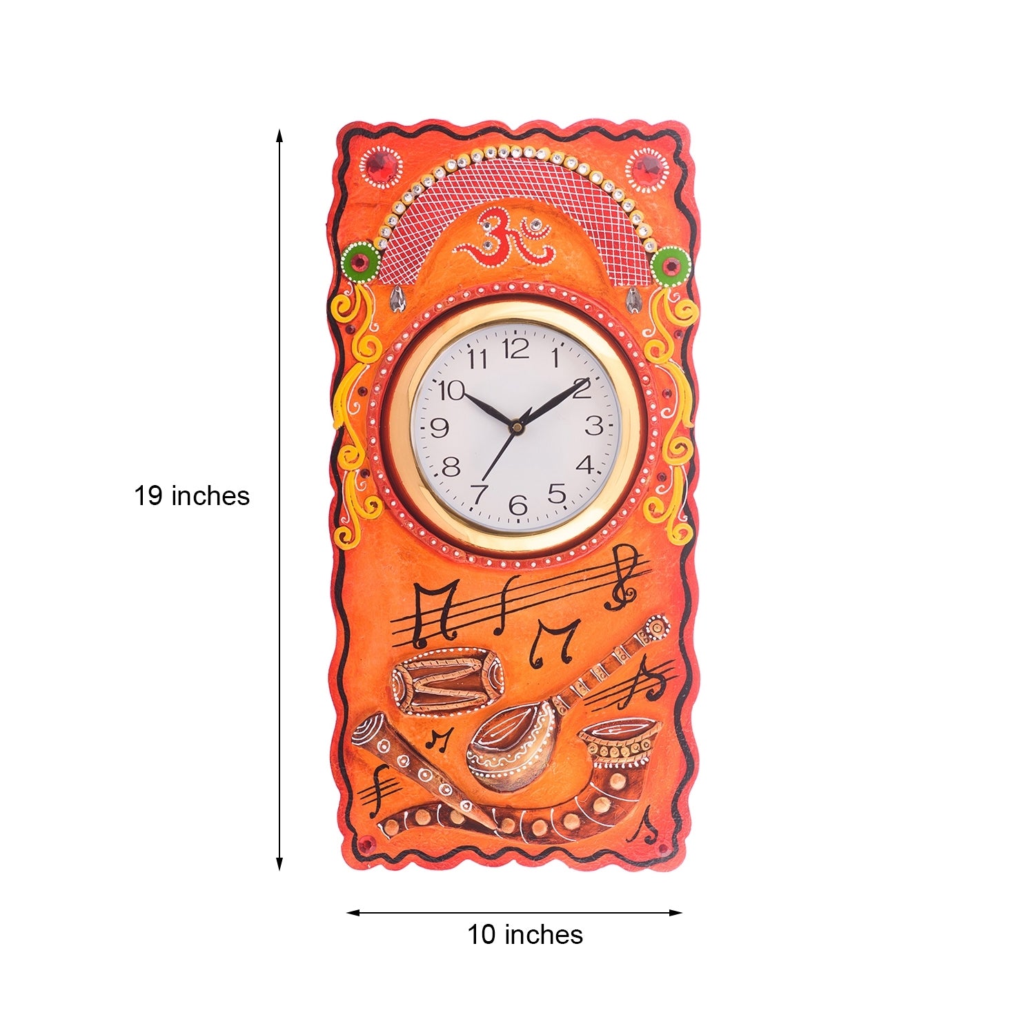 Musical Instruments Embossed Colorful Wooden Handcrafted Wooden Wall Clock (H - 19Inch) 2