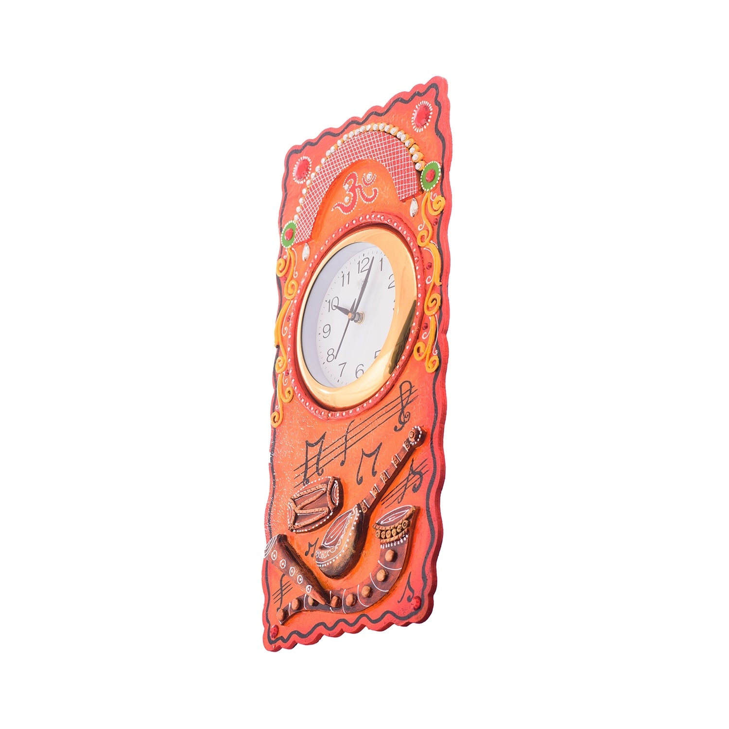 Musical Instruments Embossed Colorful Wooden Handcrafted Wooden Wall Clock (H - 19Inch) 4