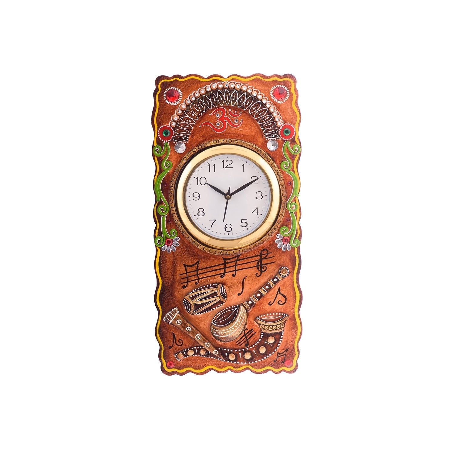 Musical Instruments Embossed Colorful Wooden Handcrafted Wooden Wall Clock (H - 19Inch)
