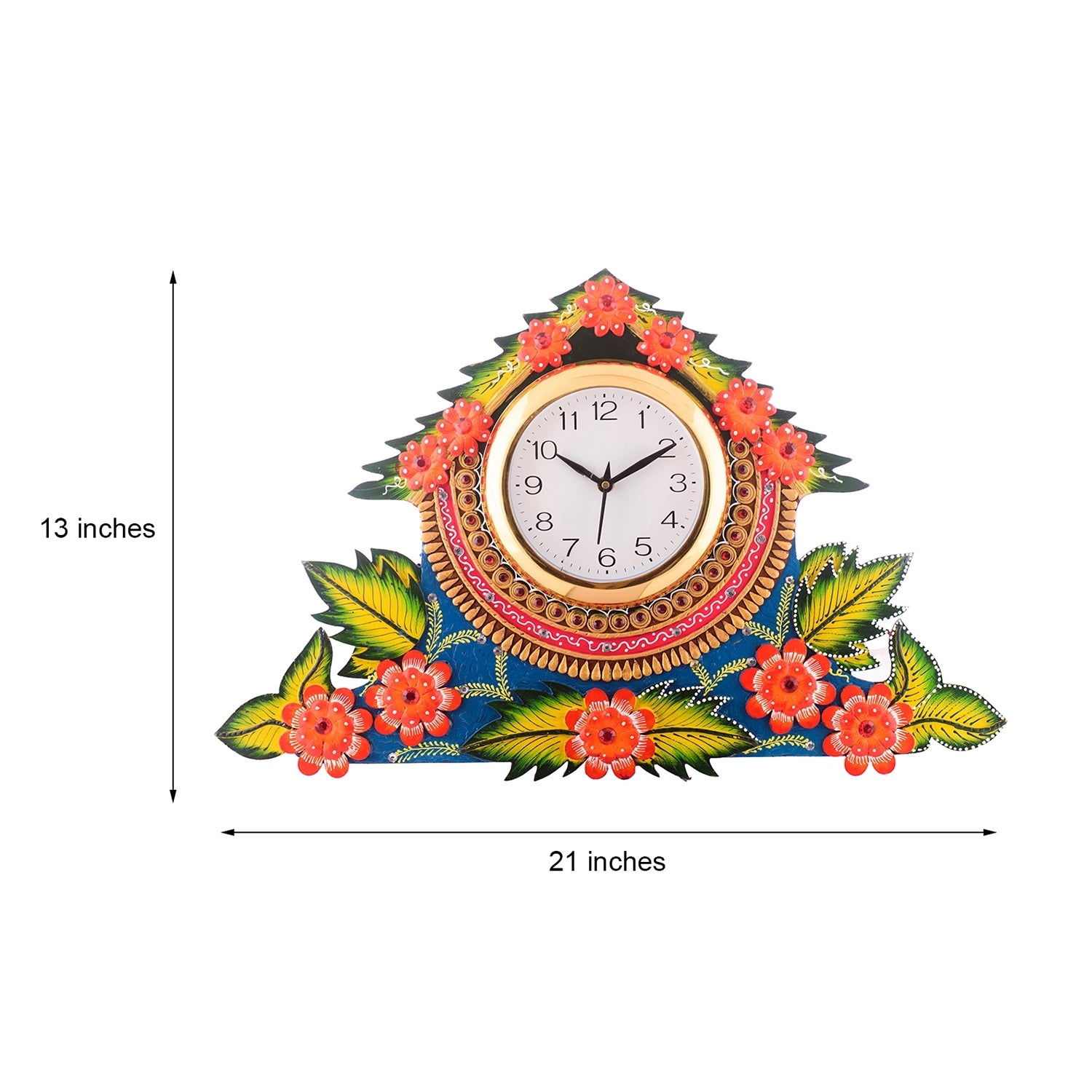Splendid Floral Wooden Handcrafted Wooden Wall Clock (H - 19 Inch) 2