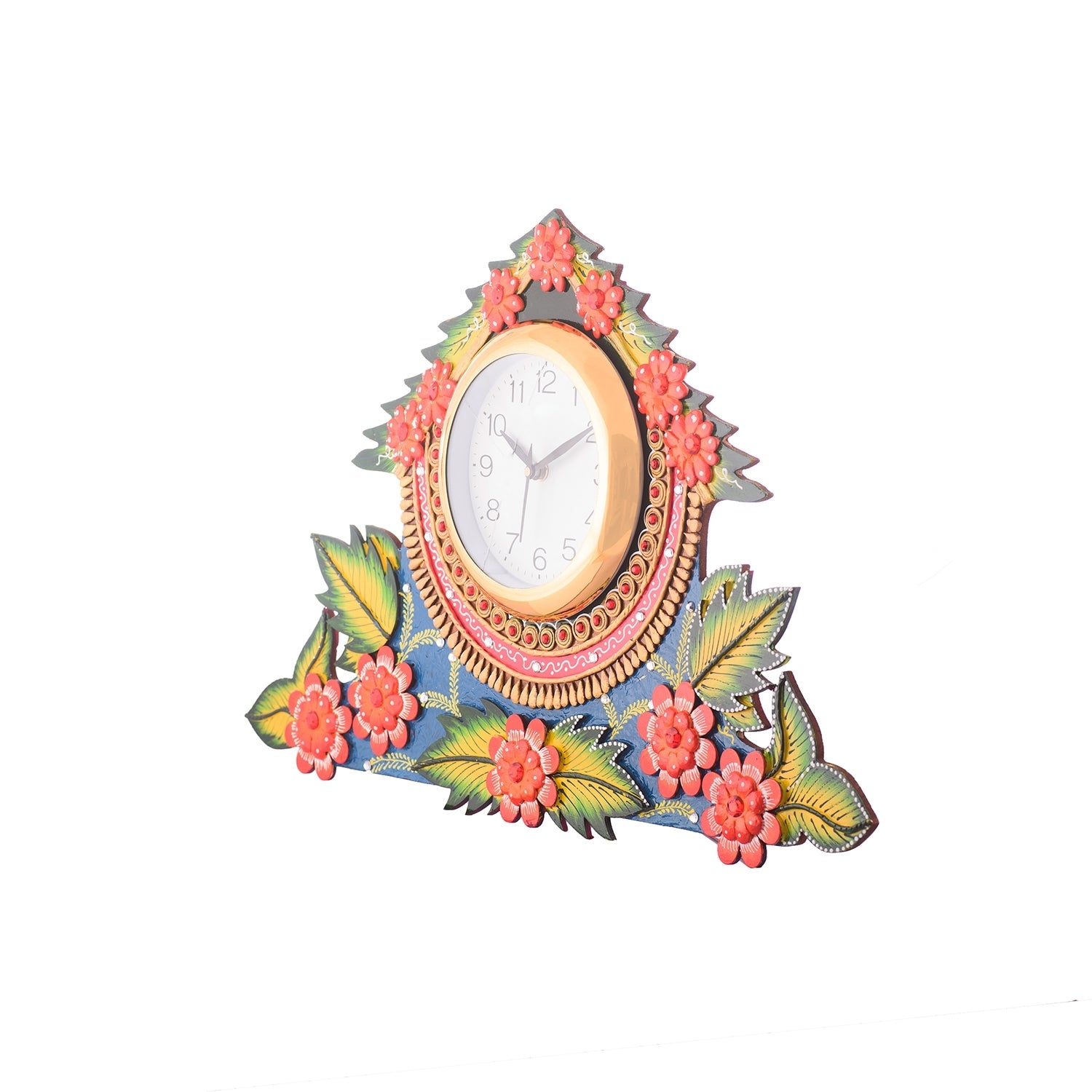 Splendid Floral Wooden Handcrafted Wooden Wall Clock (H - 19 Inch) 4