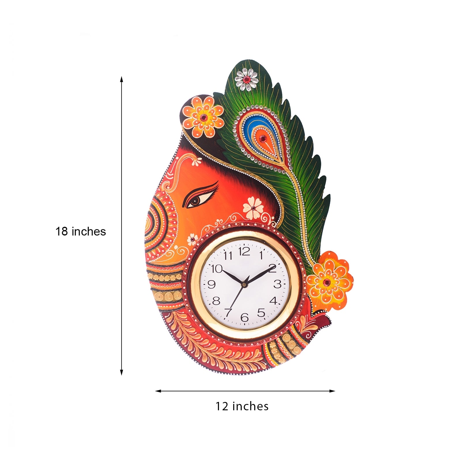 Colorful Handicrafted Paper Mache Wooden Turban Lord Ganesha Wall Clock 2