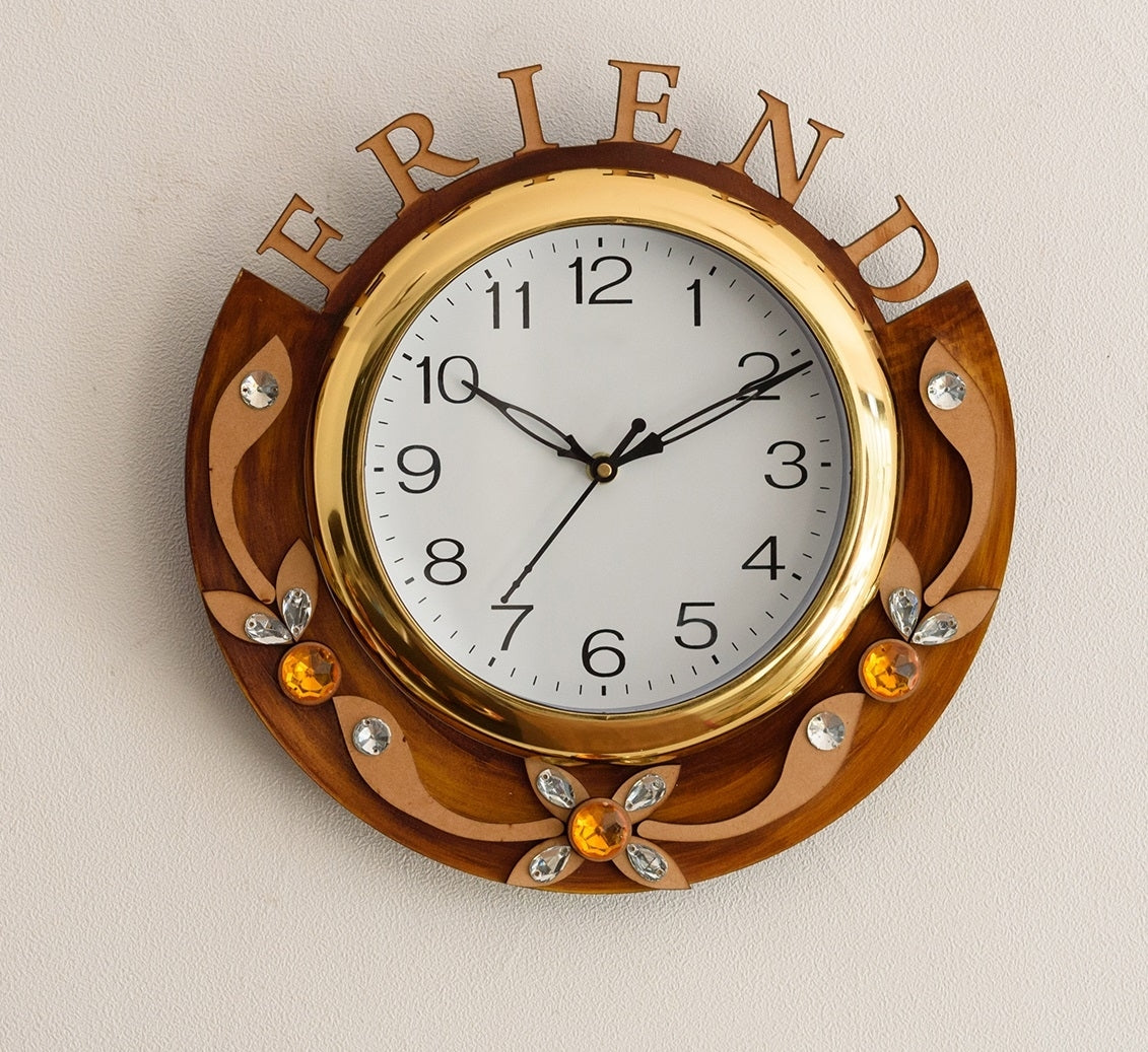 Friends Carved Papier-Mache Wooden Handcrafted Wall Clock 1