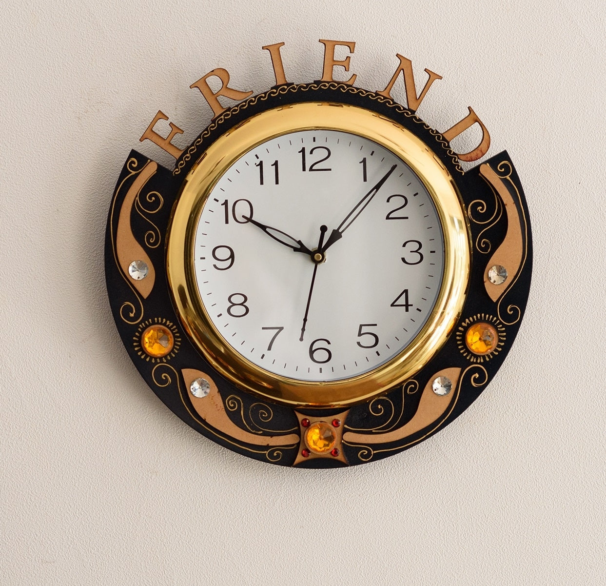 Friends Carved Papier-Mache Wooden Handcrafted Wall Clock