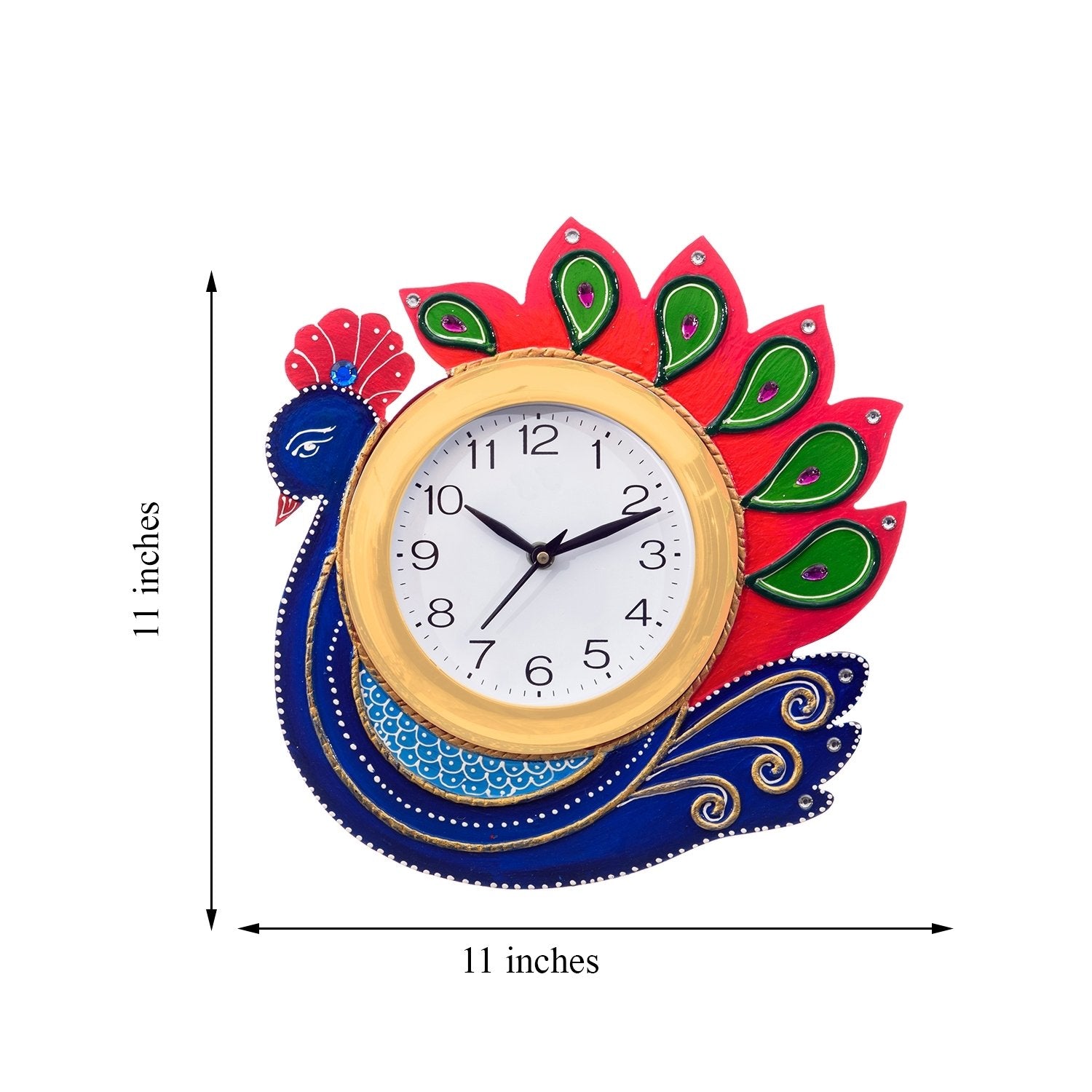 Handcrafted Papier-Mache Peacock Wall Clock 2