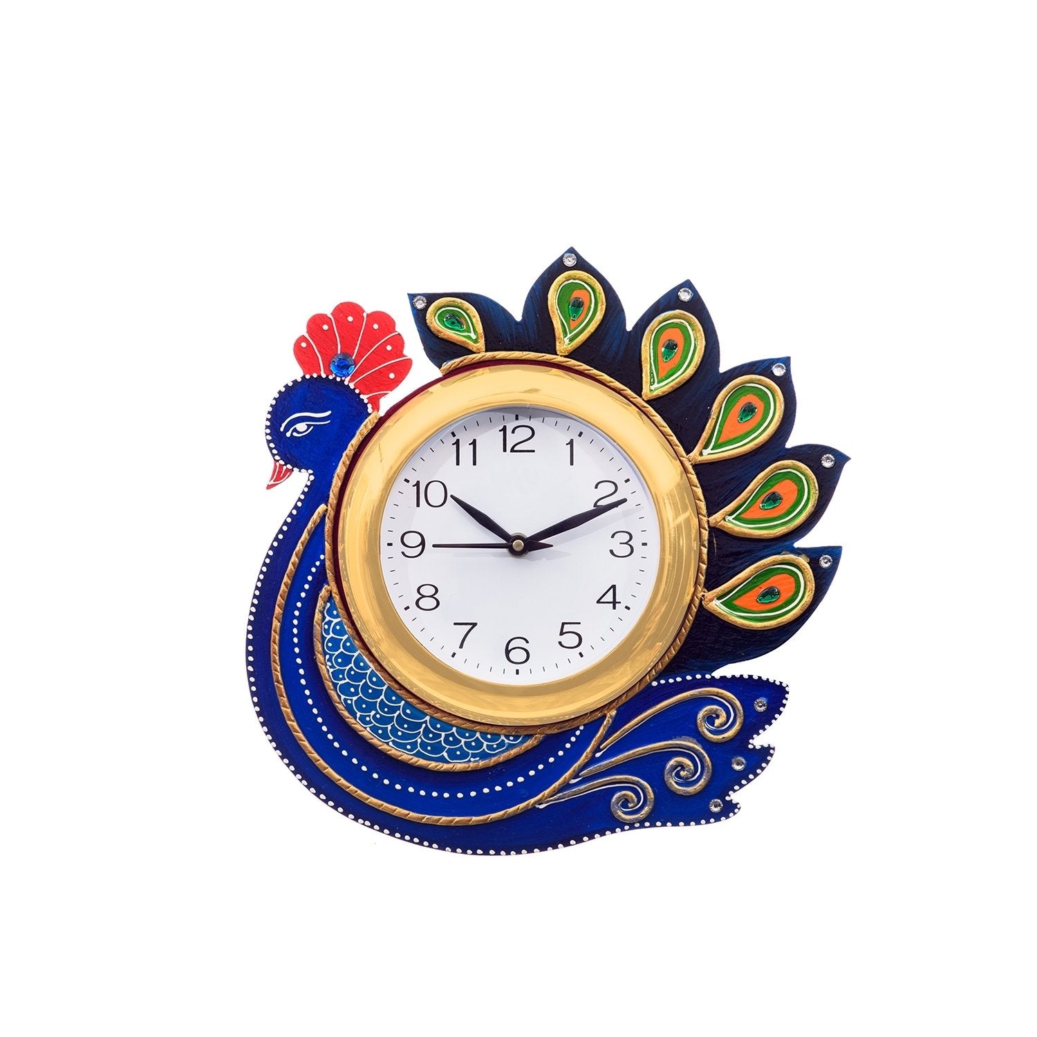 Handcrafted Papier-Mache Peacock Wall Clock