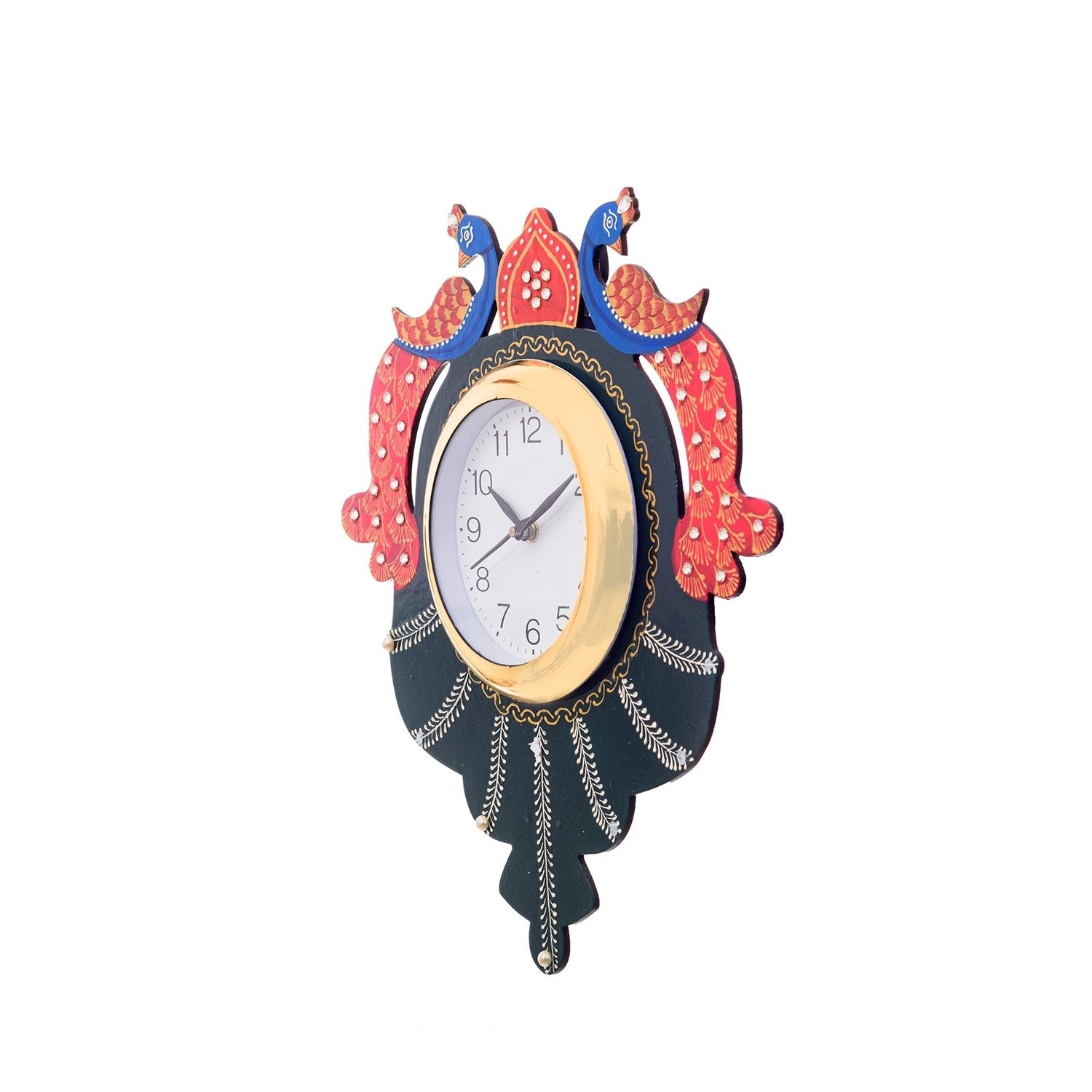Handcrafted Papier-Mache 2 Peacocks Decorative Wall Clock 5