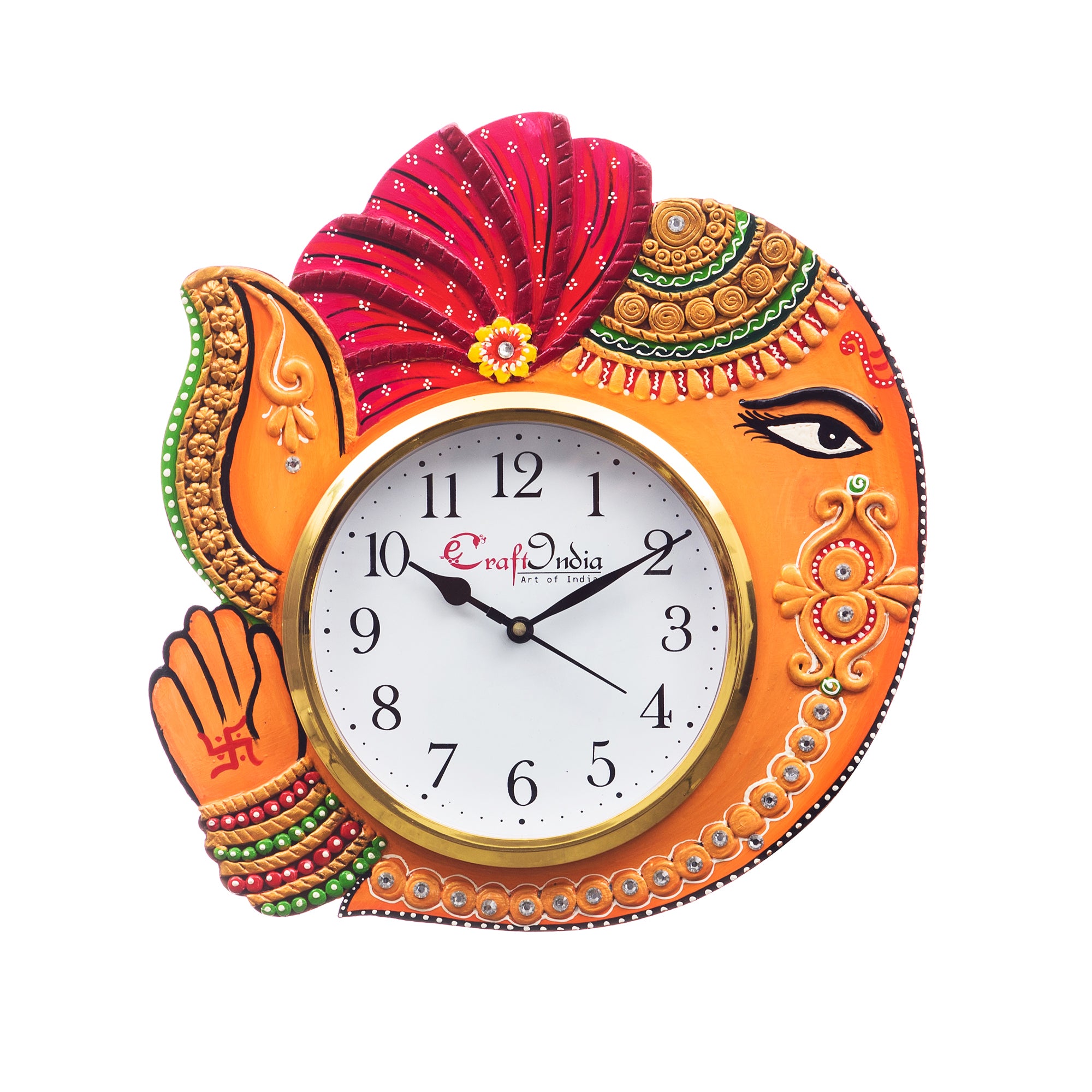 Decorative Handicrafted Paper Mache Lord Ganesha Wall Clock