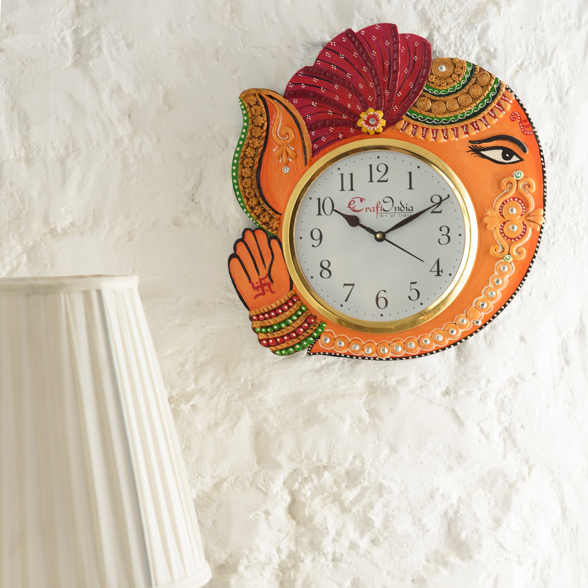 Decorative Handicrafted Paper Mache Lord Ganesha Wall Clock 1