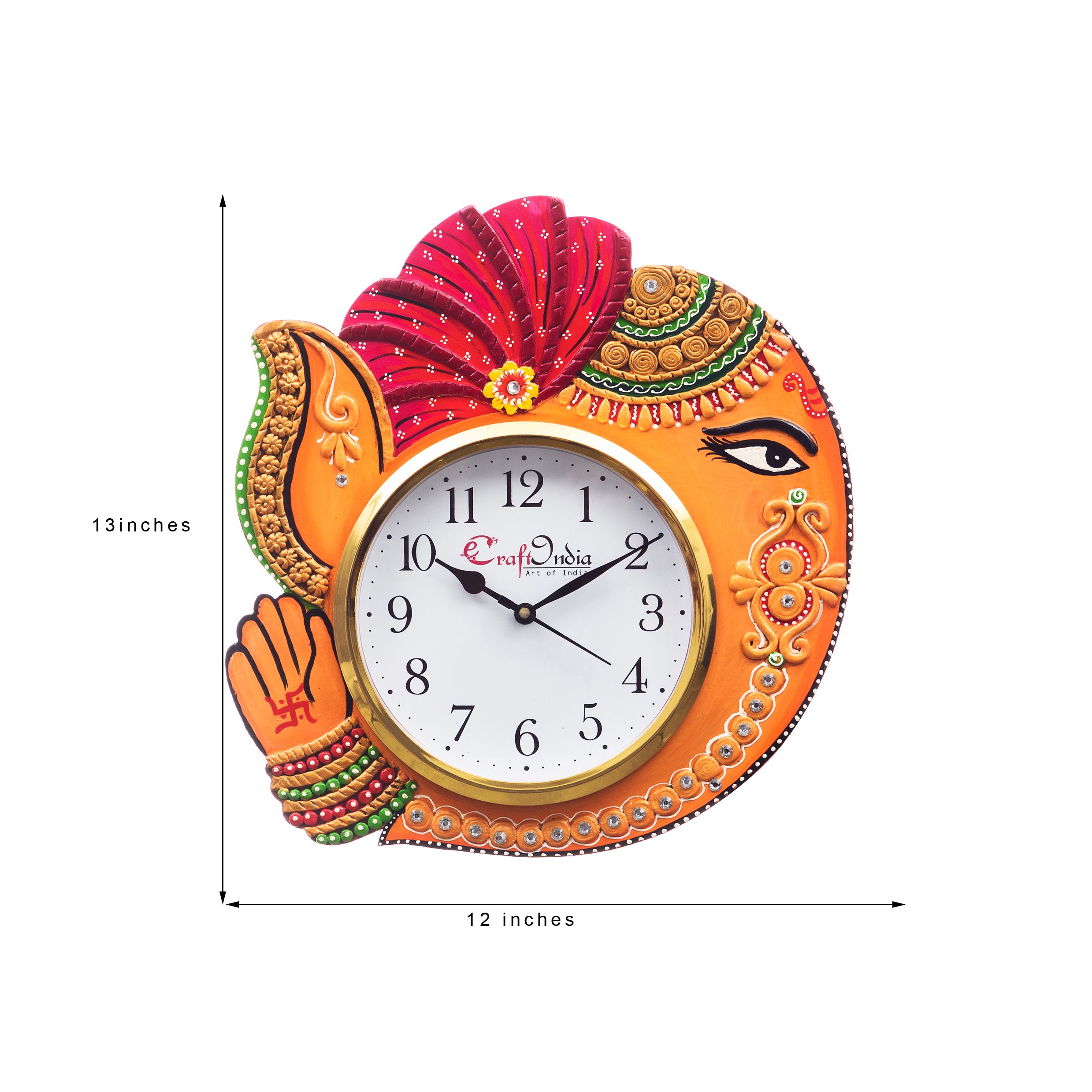 Decorative Handicrafted Paper Mache Lord Ganesha Wall Clock 2