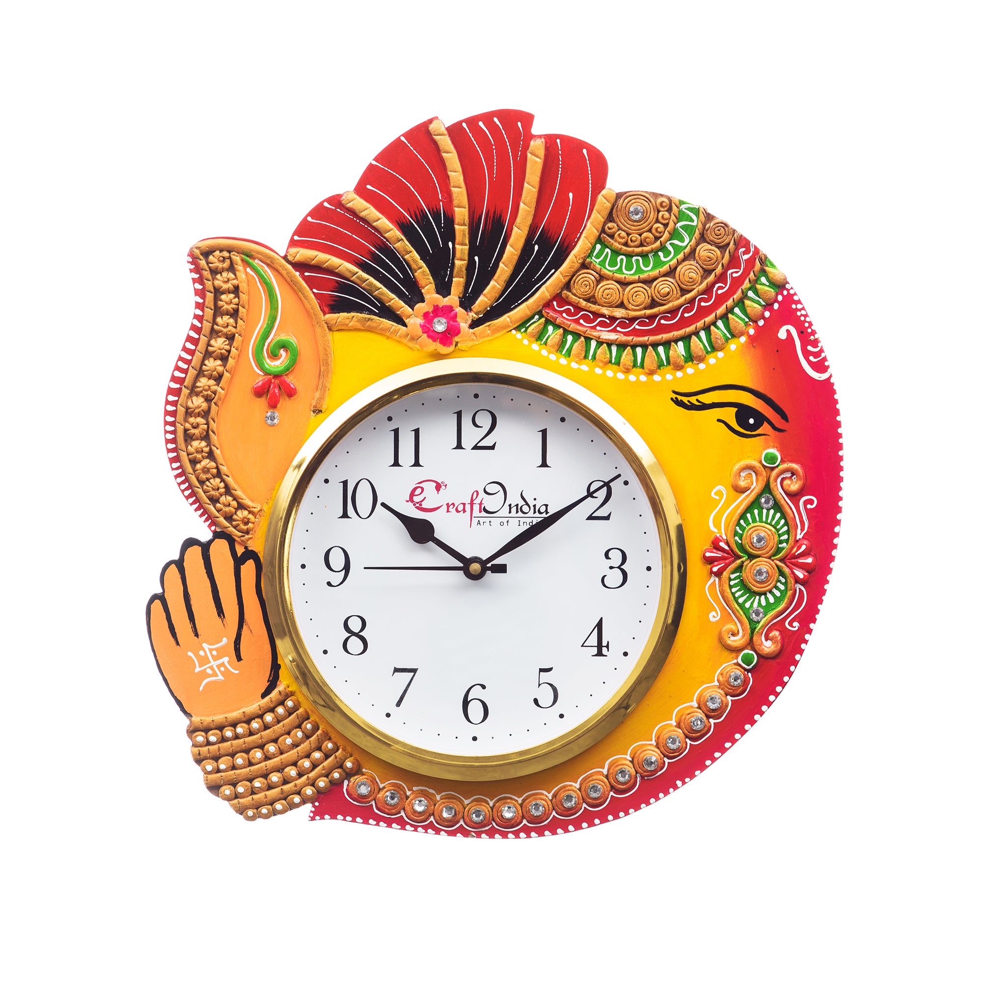 Paper-Mache Handicraft Lord Ganesha Analog Designer Wall Clock