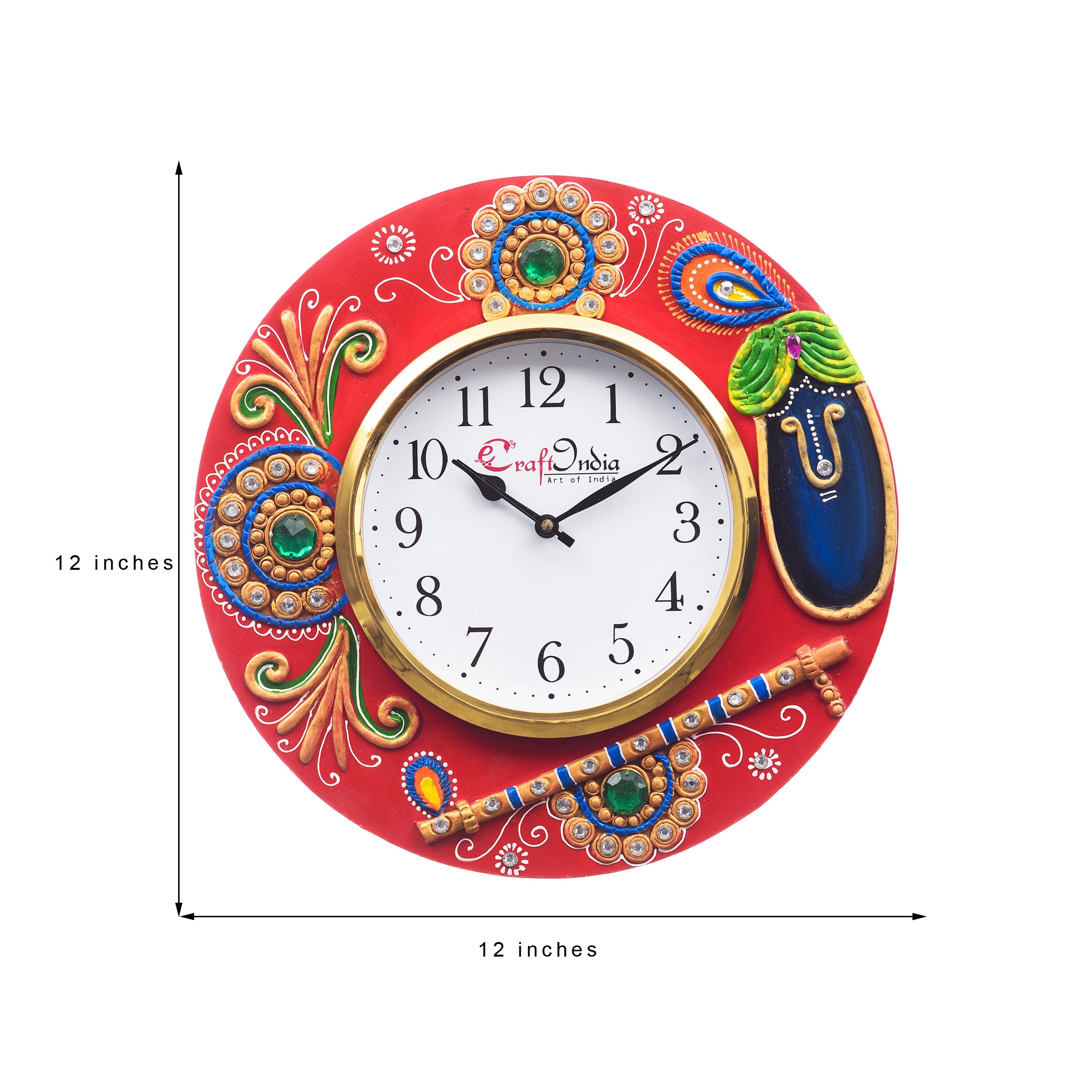 Round Shape Papier-Mache Wooden Wall Clock 2