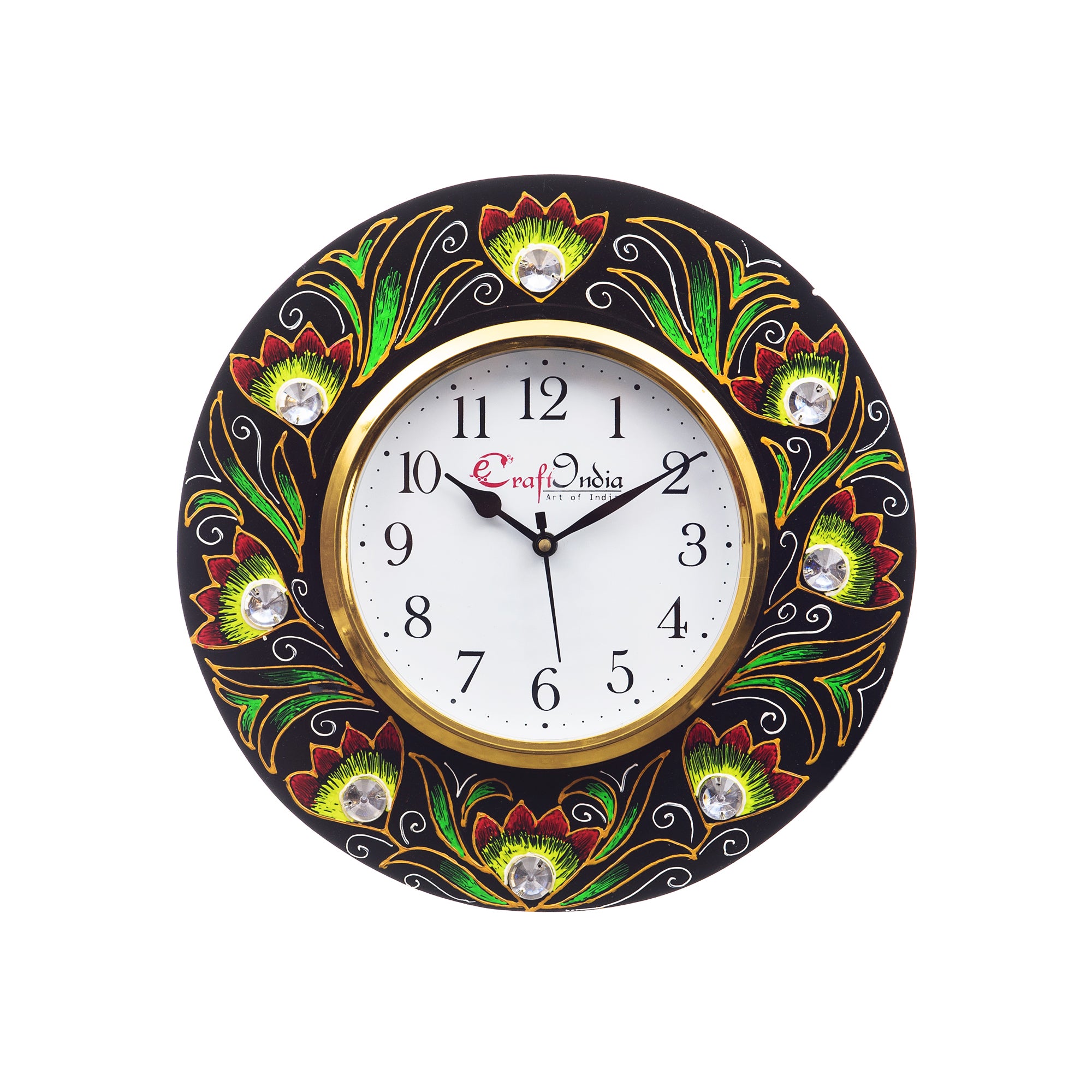 Analog Wall Clock (Red & Green, With Glass)