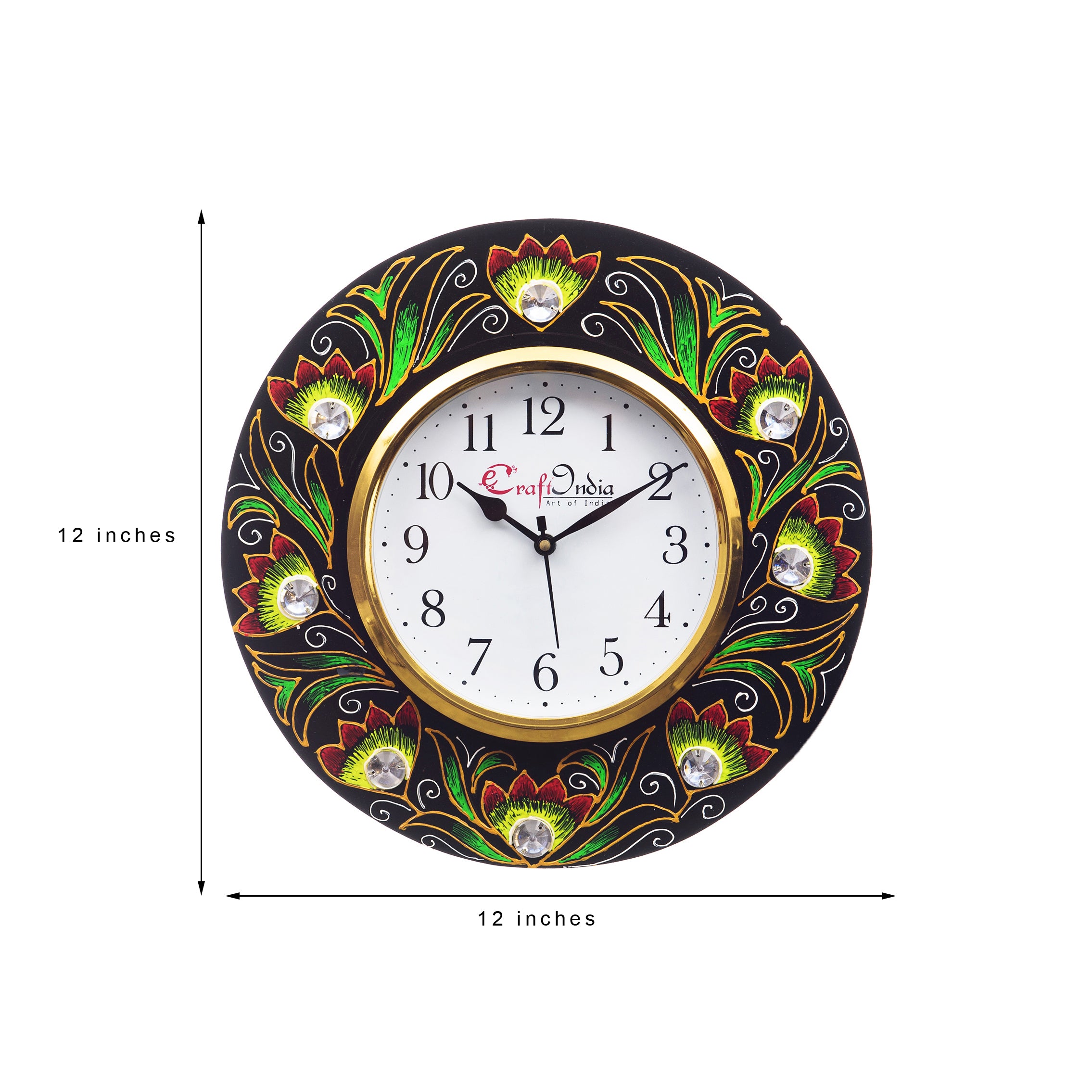 Analog Wall Clock (Red & Green, With Glass) 2
