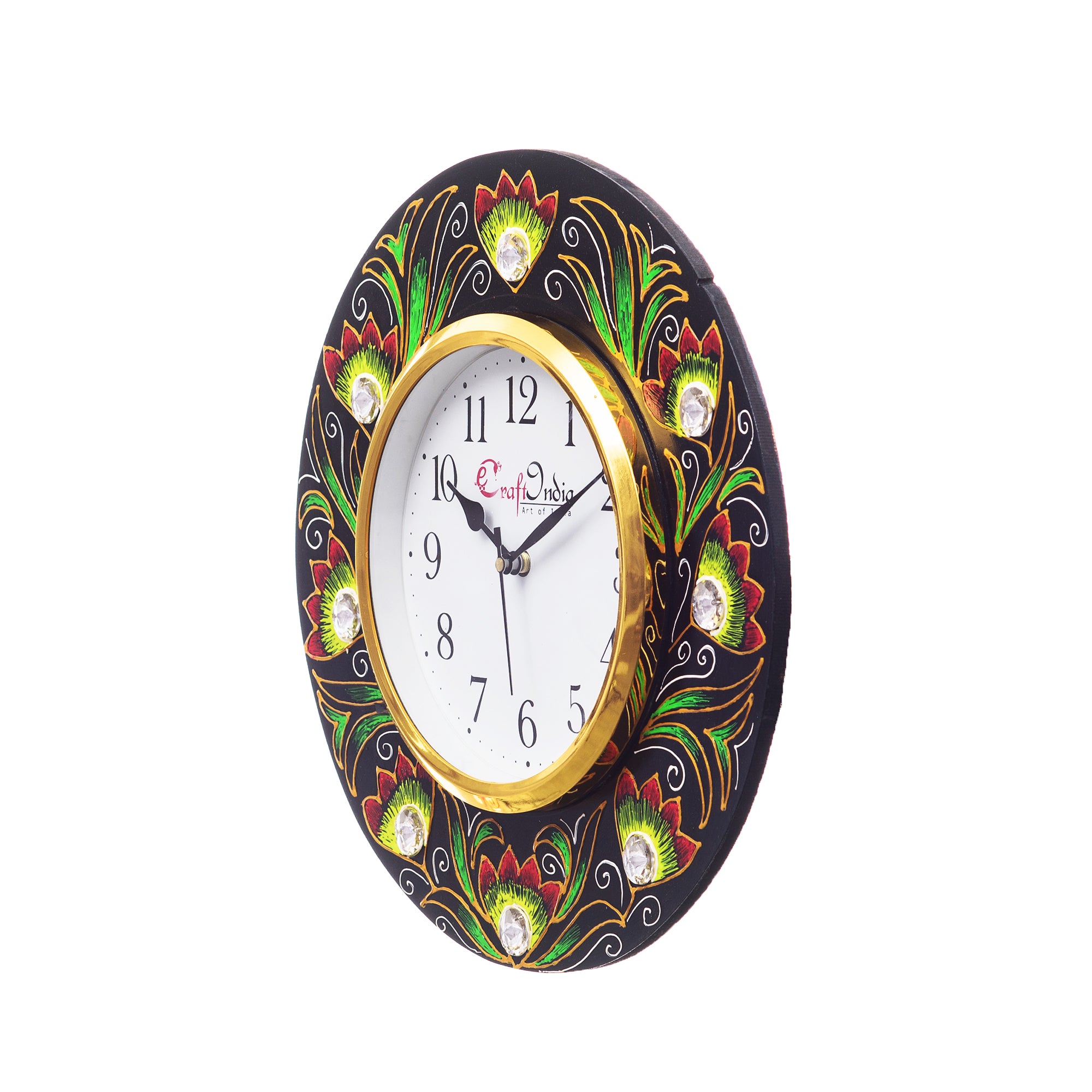Analog Wall Clock (Red & Green, With Glass) 3