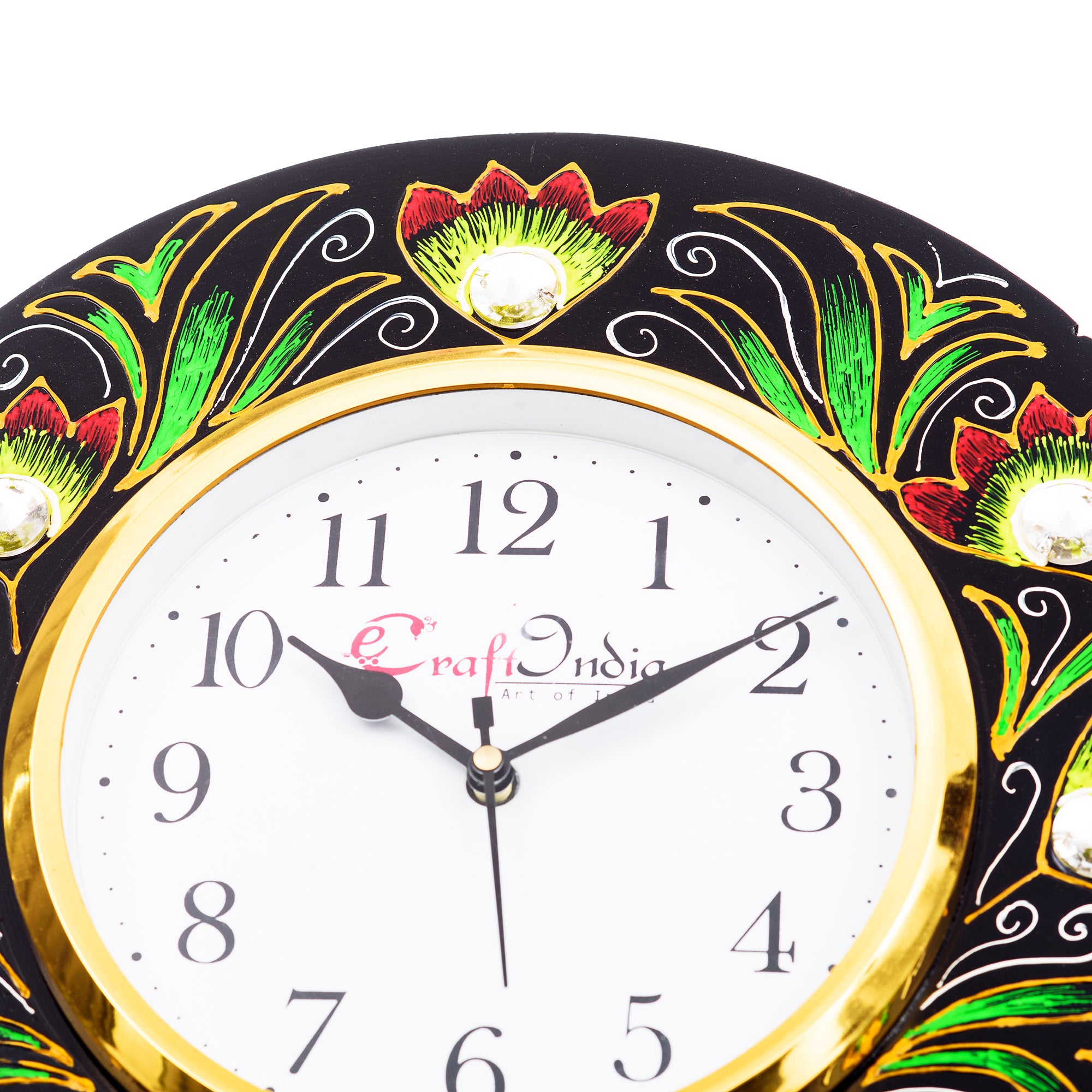 Analog Wall Clock (Red & Green, With Glass) 4