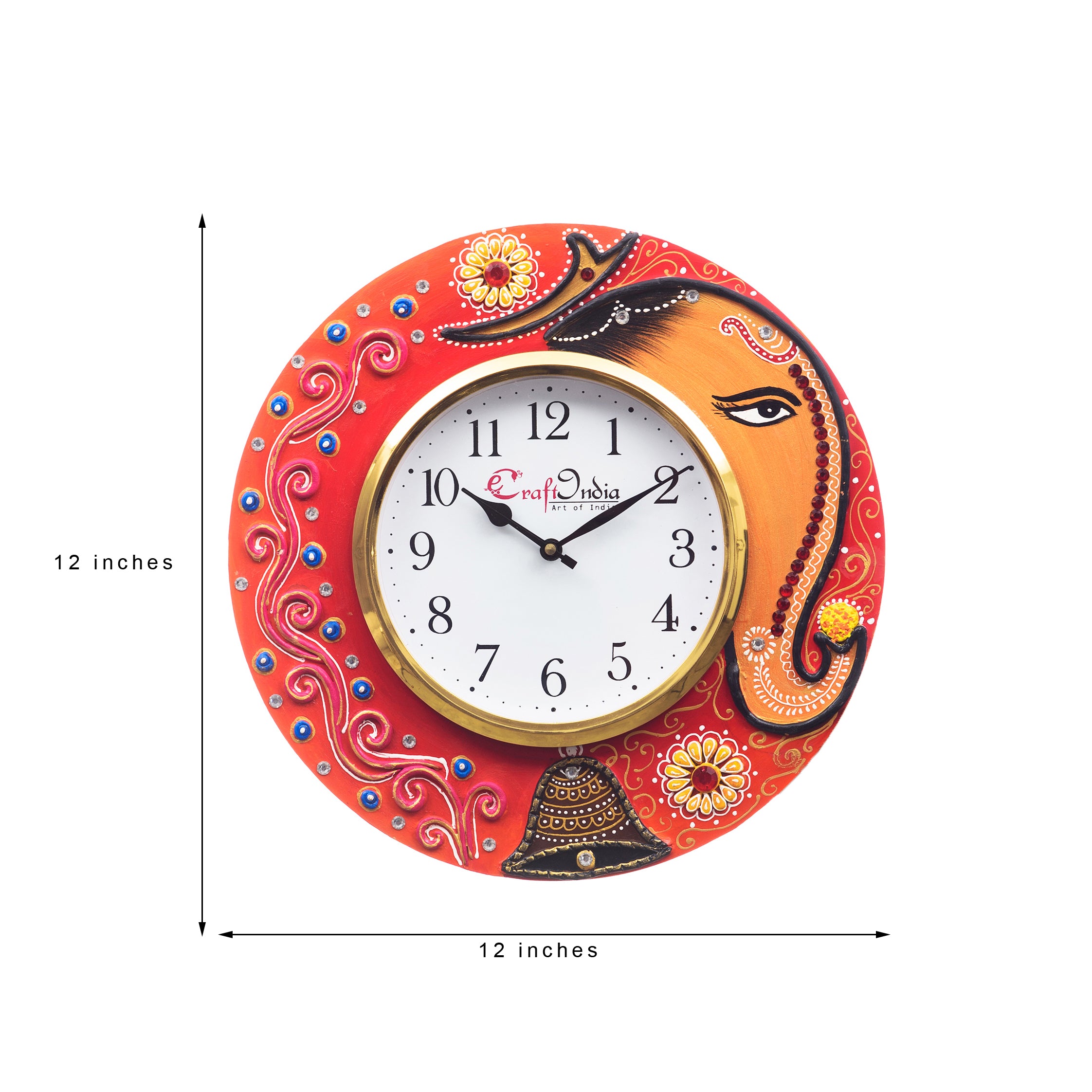 Analog Wall Clock (Red & Green, With Glass) 2