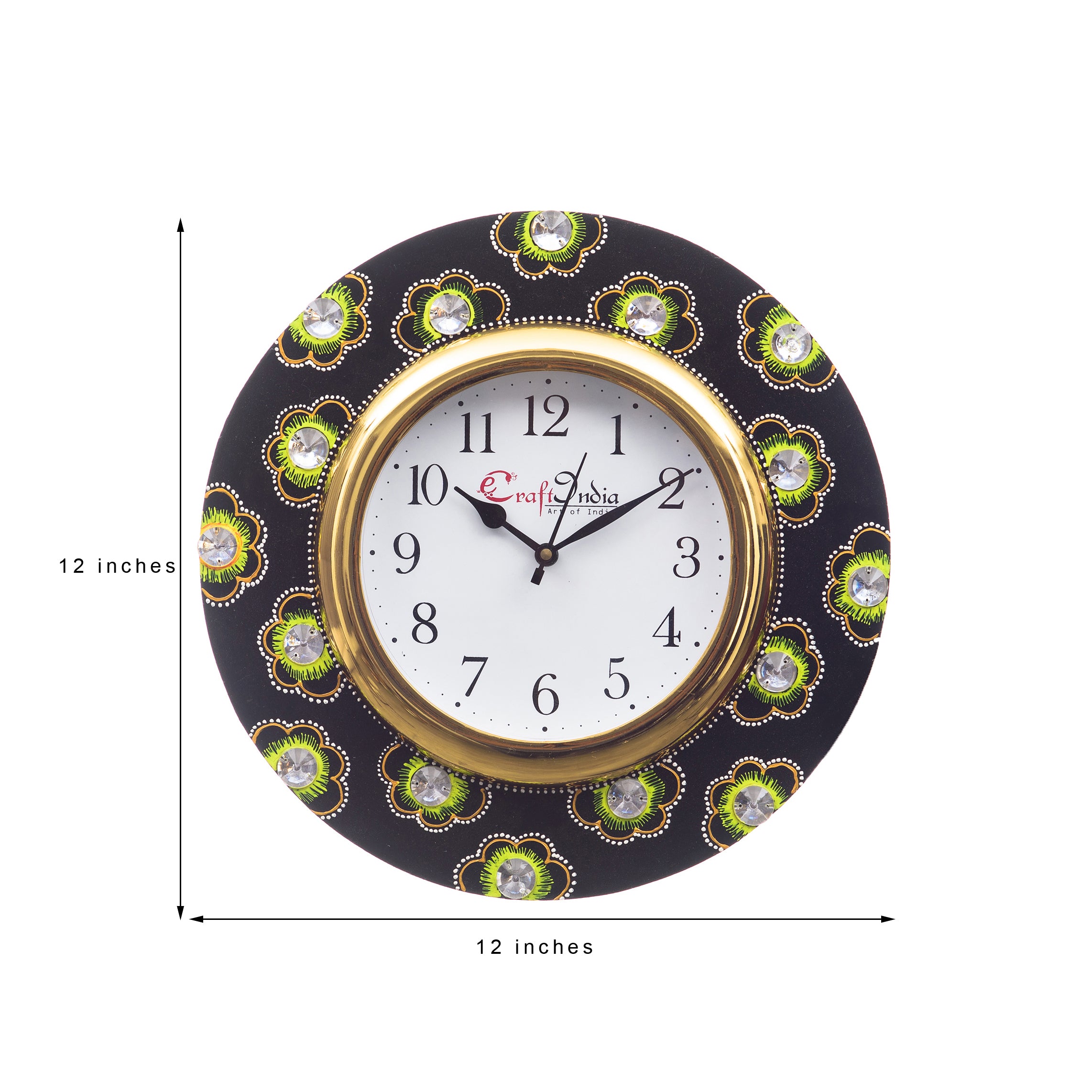 Analog Wall Clock (Red & Green, With Glass) 2