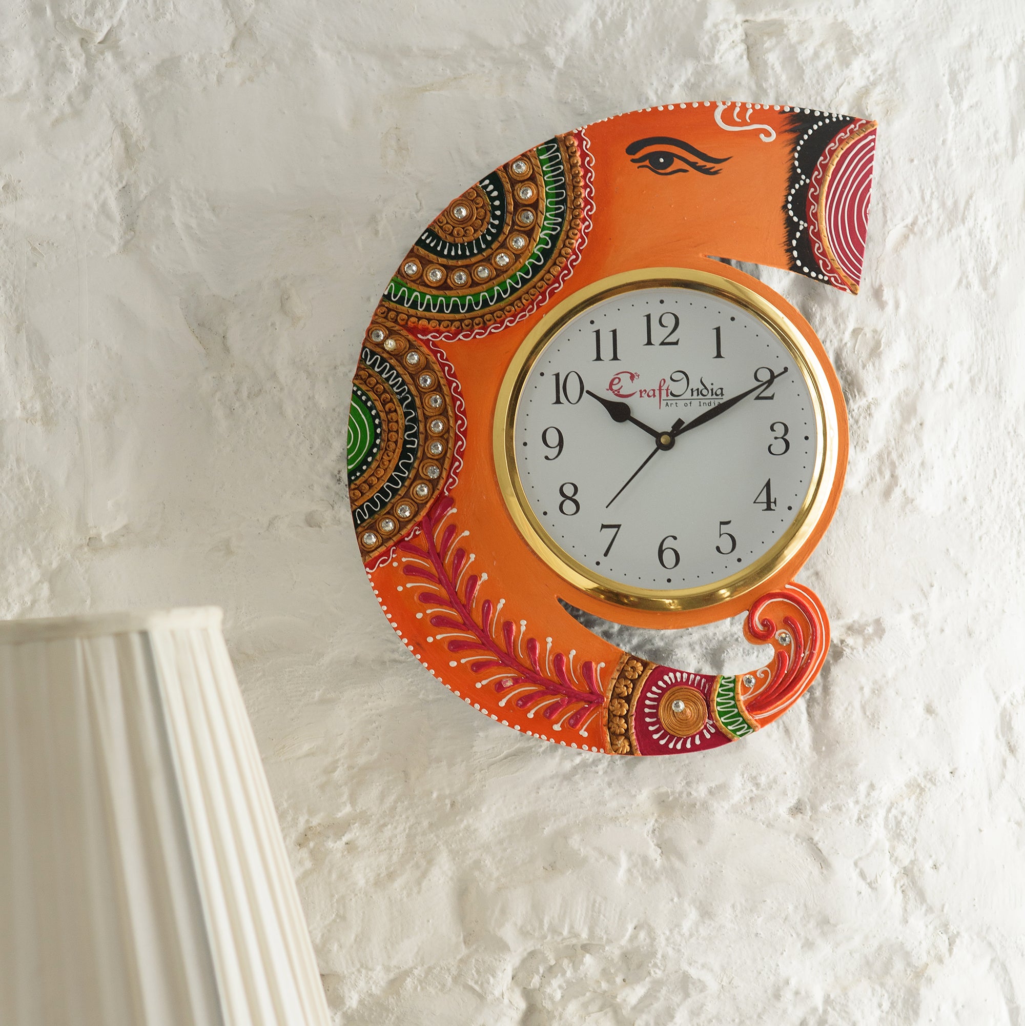 Decorative Handicrafted Paper Mache Lord Ganesha Designer Wall Clock 1