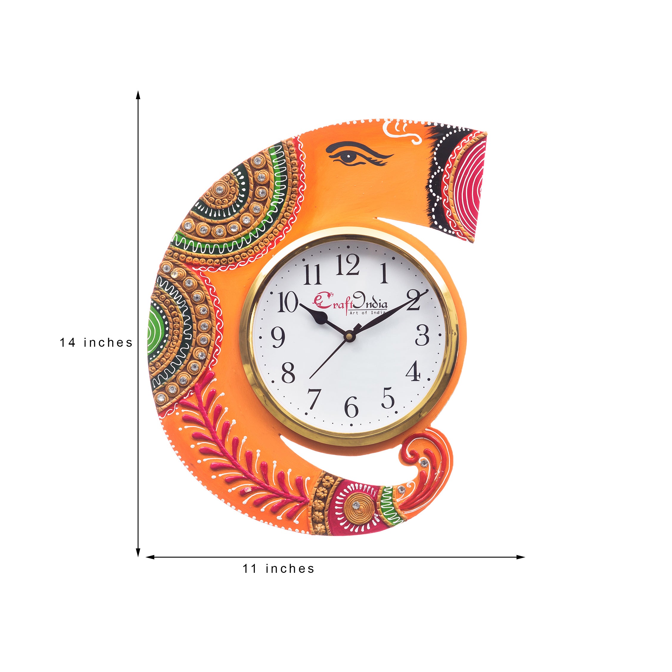 Decorative Handicrafted Paper Mache Lord Ganesha Designer Wall Clock 2