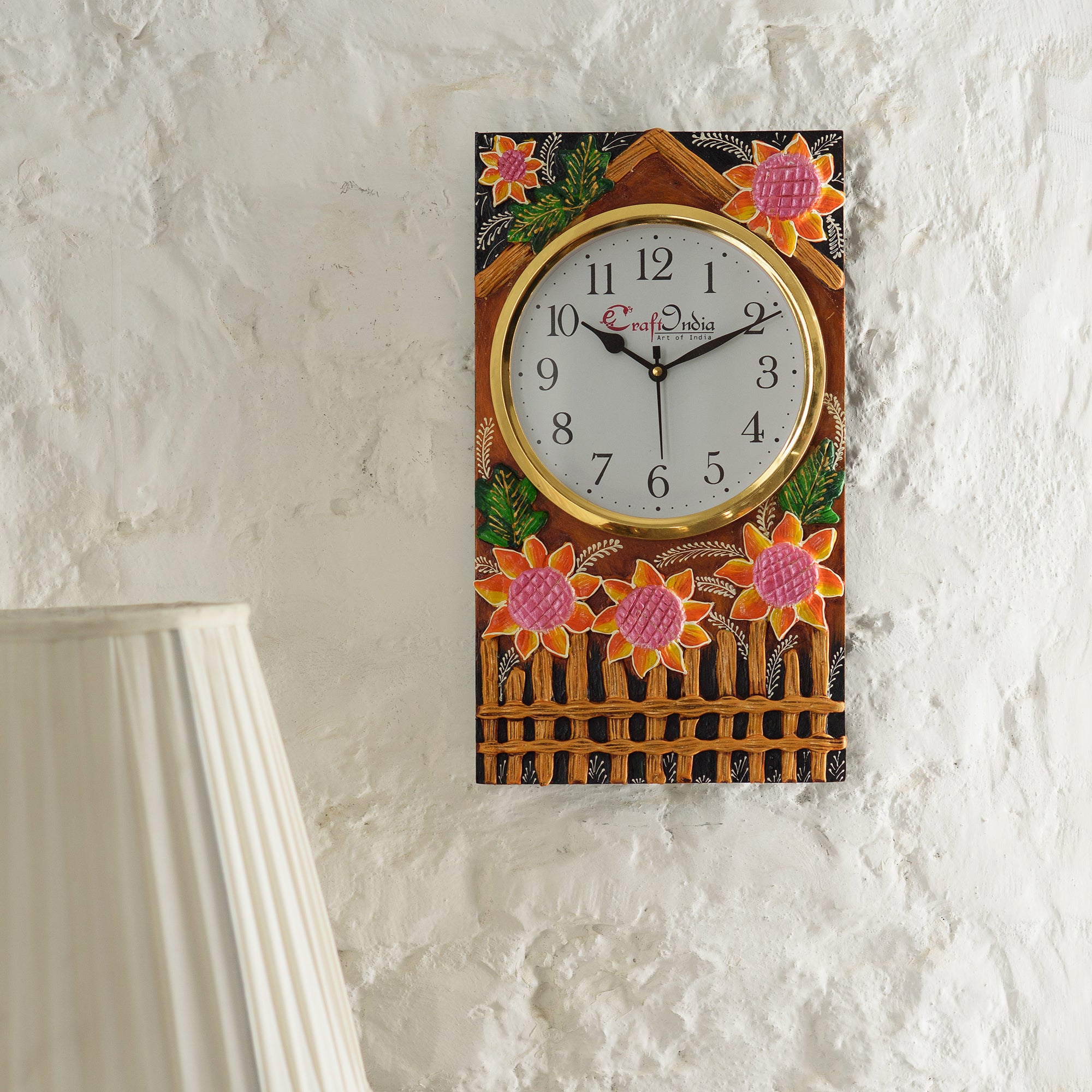 Analog Wall Clock (Pink & Yellow, With Glass) 1
