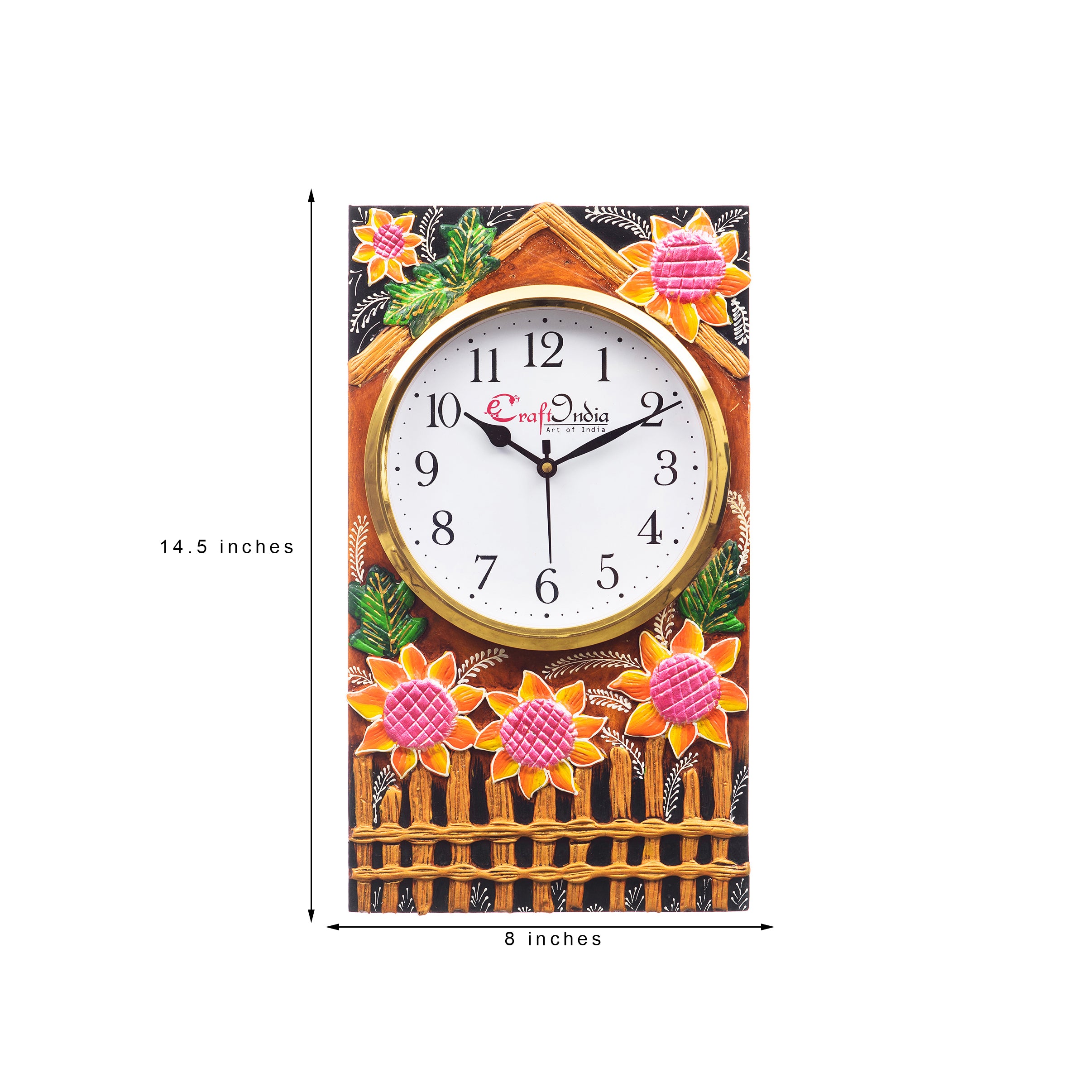 Analog Wall Clock (Pink & Yellow, With Glass) 2