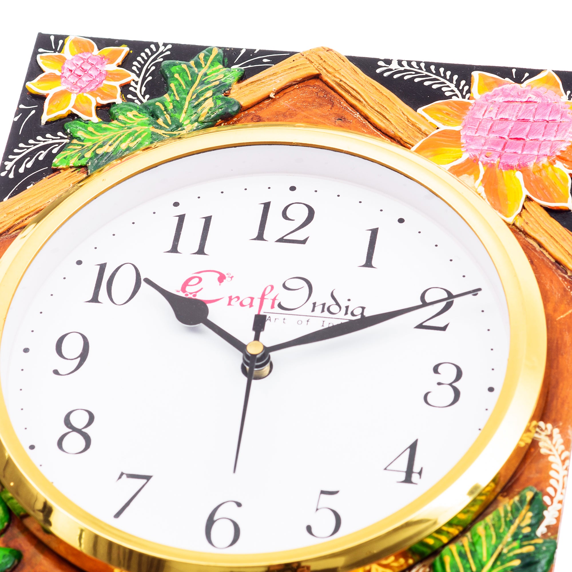 Analog Wall Clock (Pink & Yellow, With Glass) 4