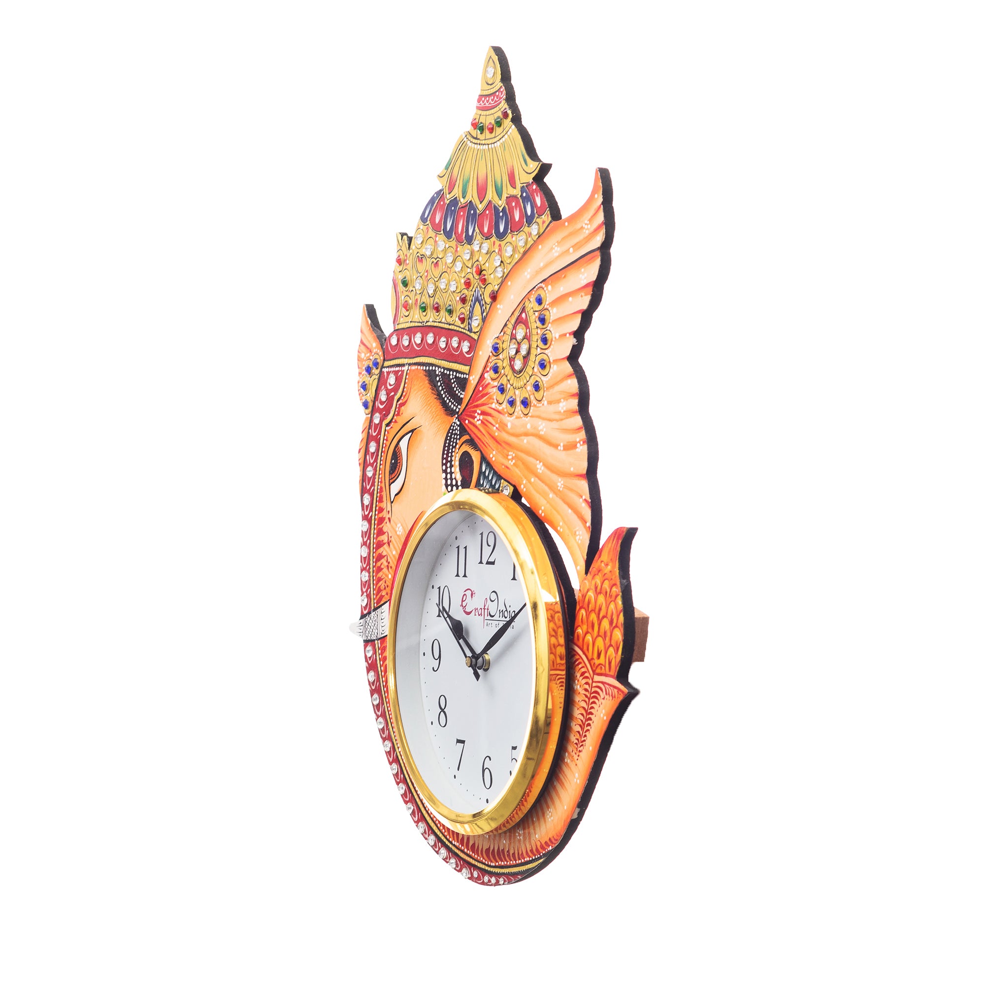 Analog Wall Clock (Orange, With Glass) 3