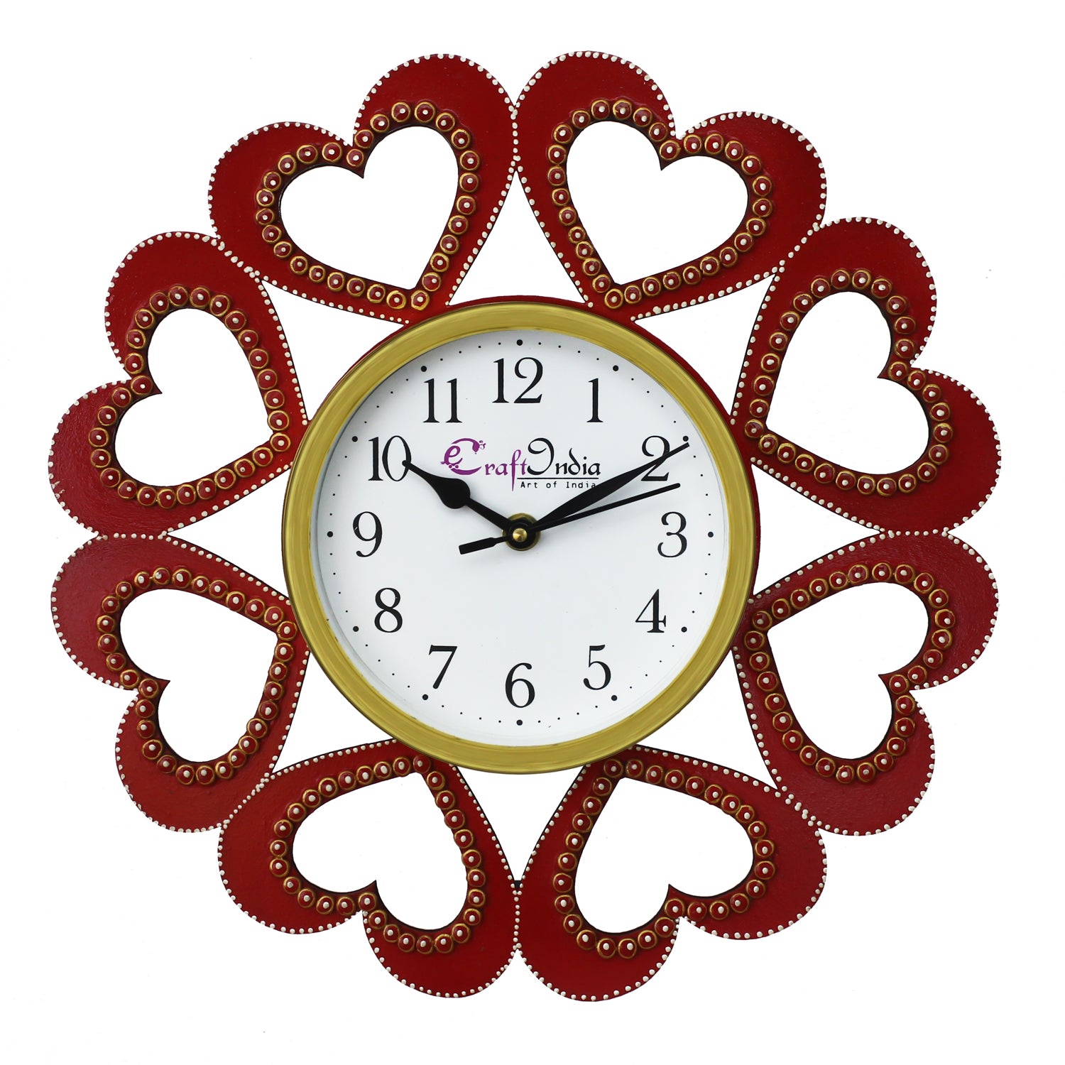 Heart Shape Design Handcrafted Wooden Wall Clock