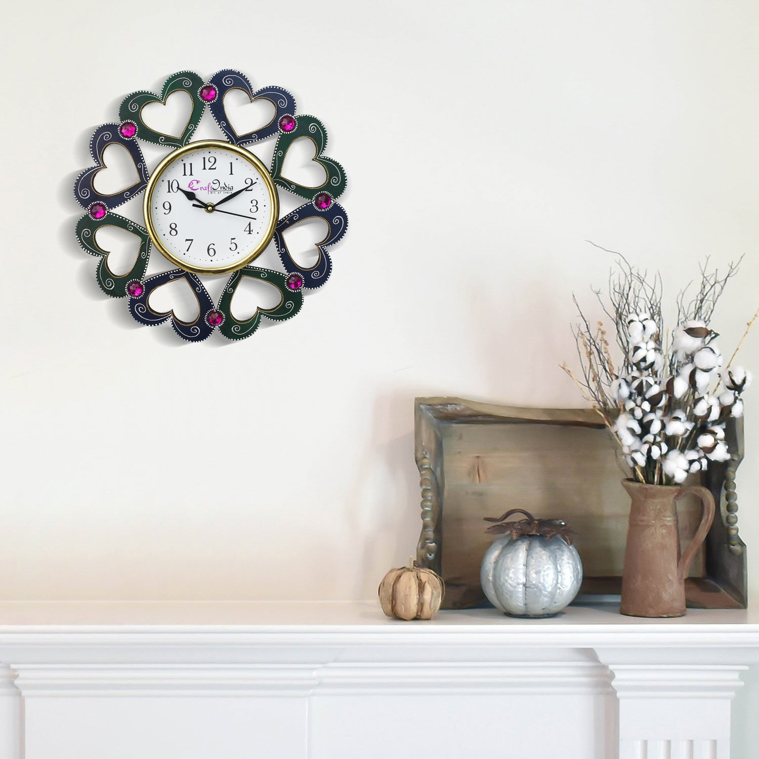 Heart Shape Design Handcrafted Wooden Wall Clock 1