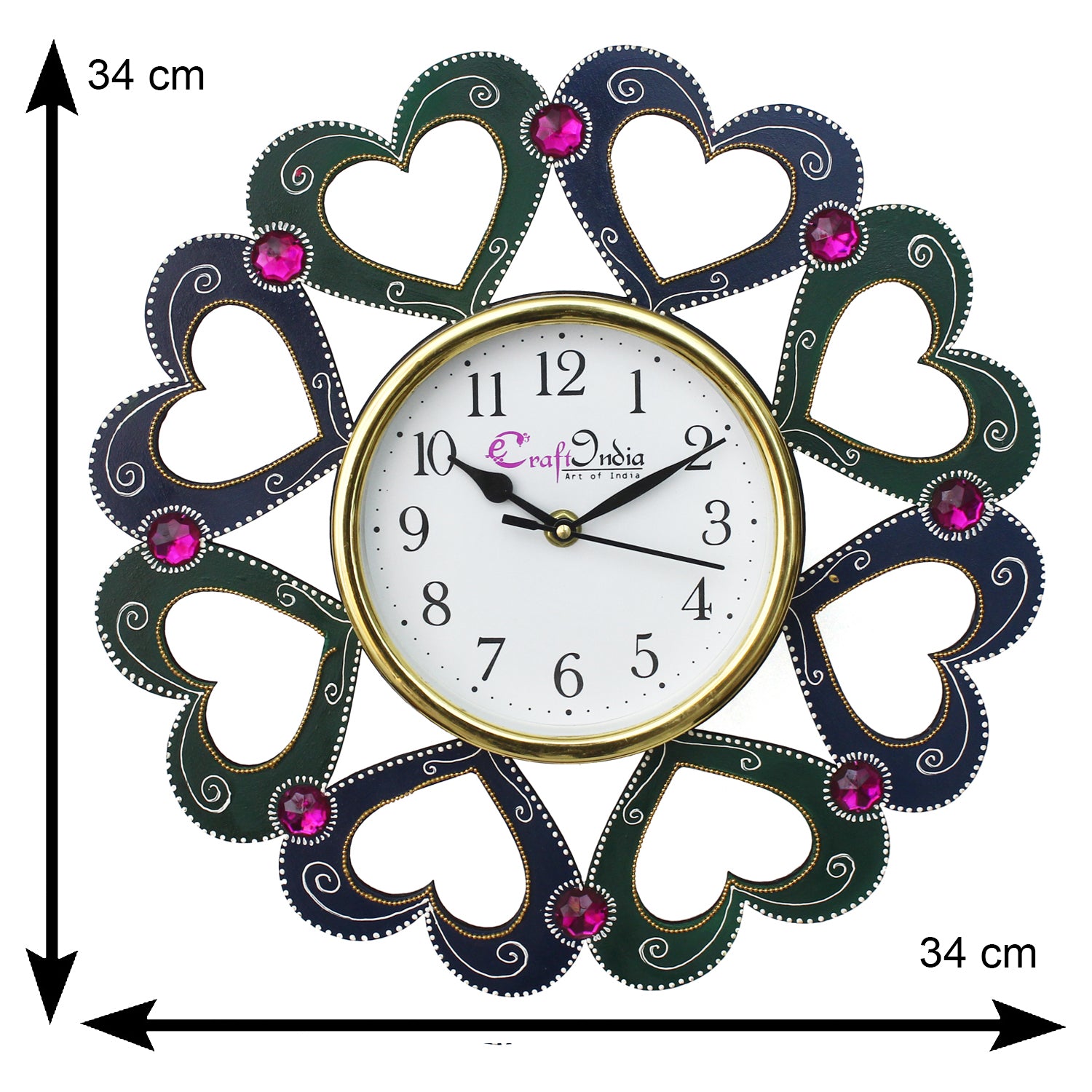 Heart Shape Design Handcrafted Wooden Wall Clock 2