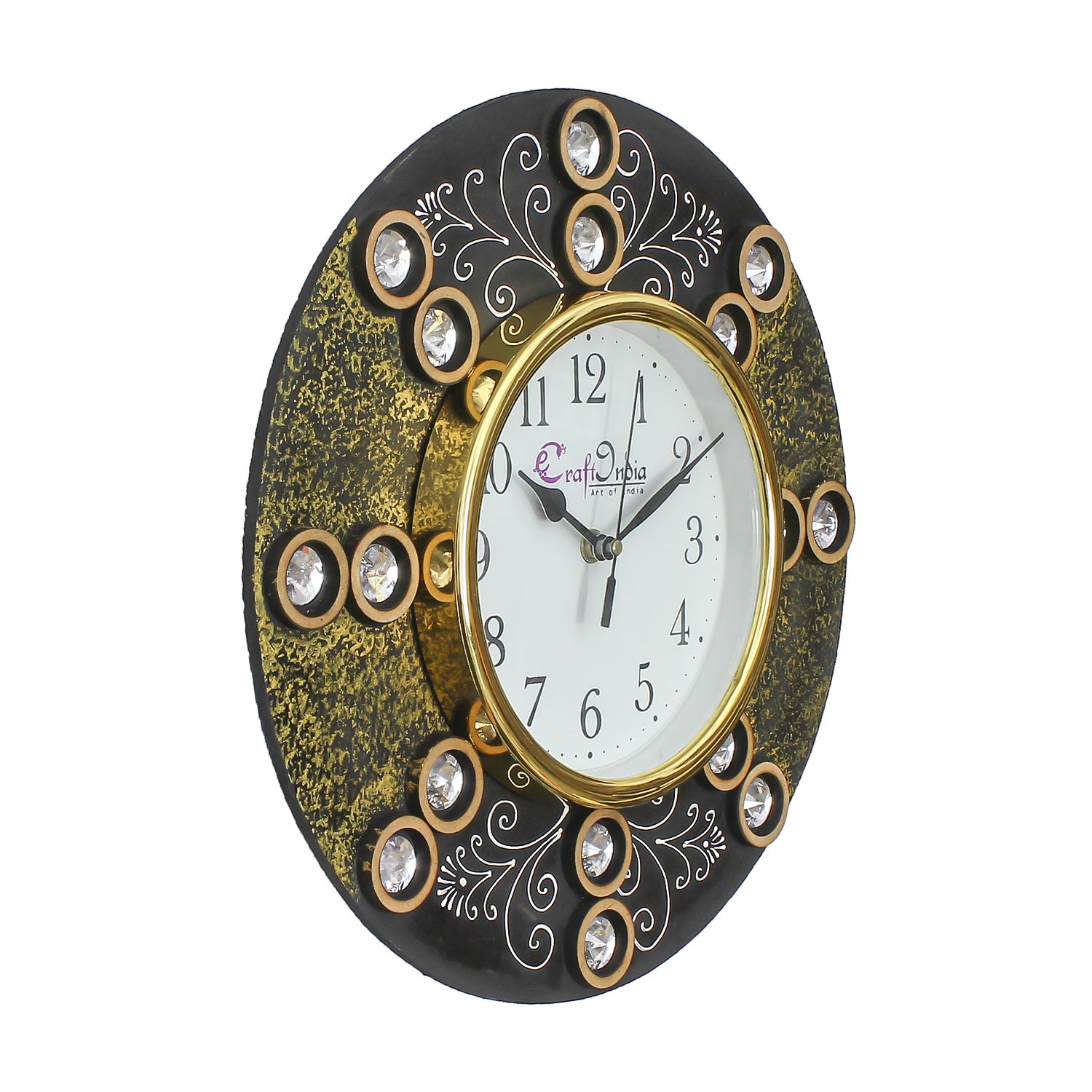 Handcrafted Antique Design Papier-Mache Wooden Wall Clock 3