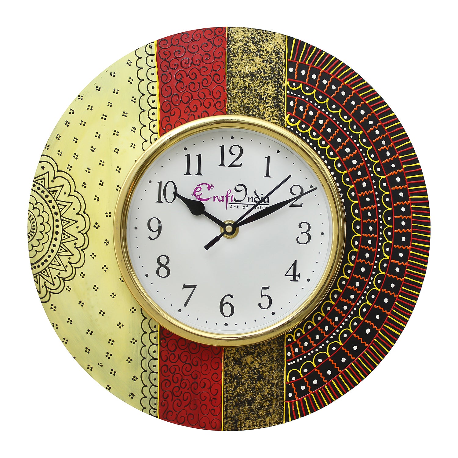 Handcrafted Antique Design Papier-Mache Wooden Wall Clock