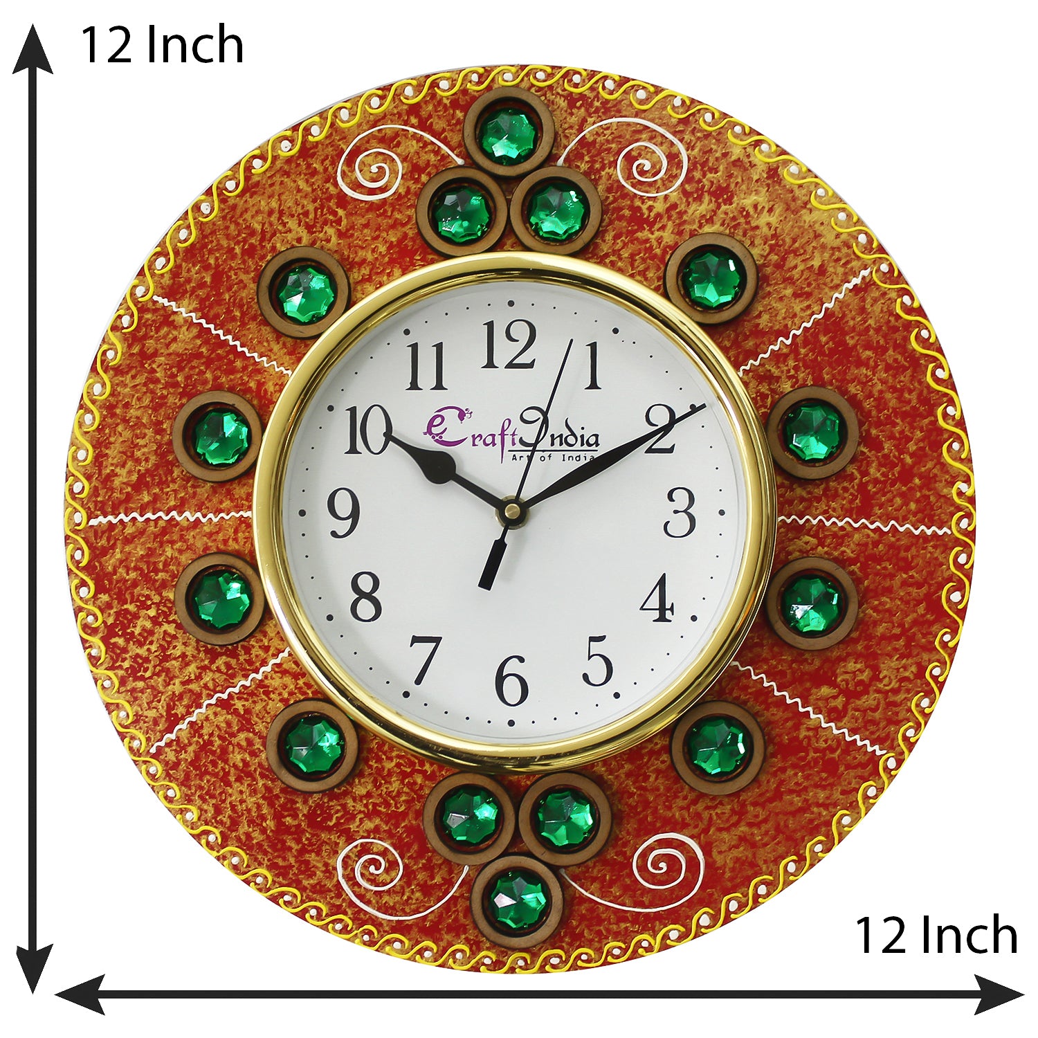 Round Shape Papier-Mache Wooden Wall Clock 2