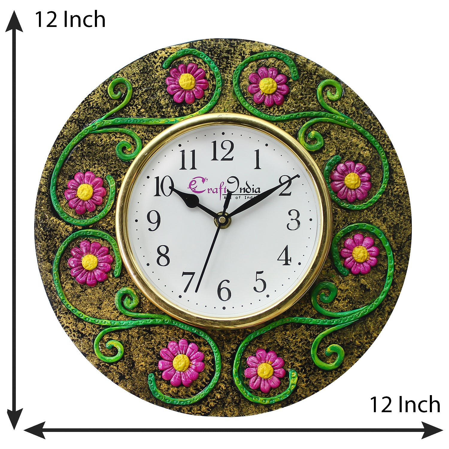Handcrafted Antique Design Papier-Mache Wooden Wall Clock 2