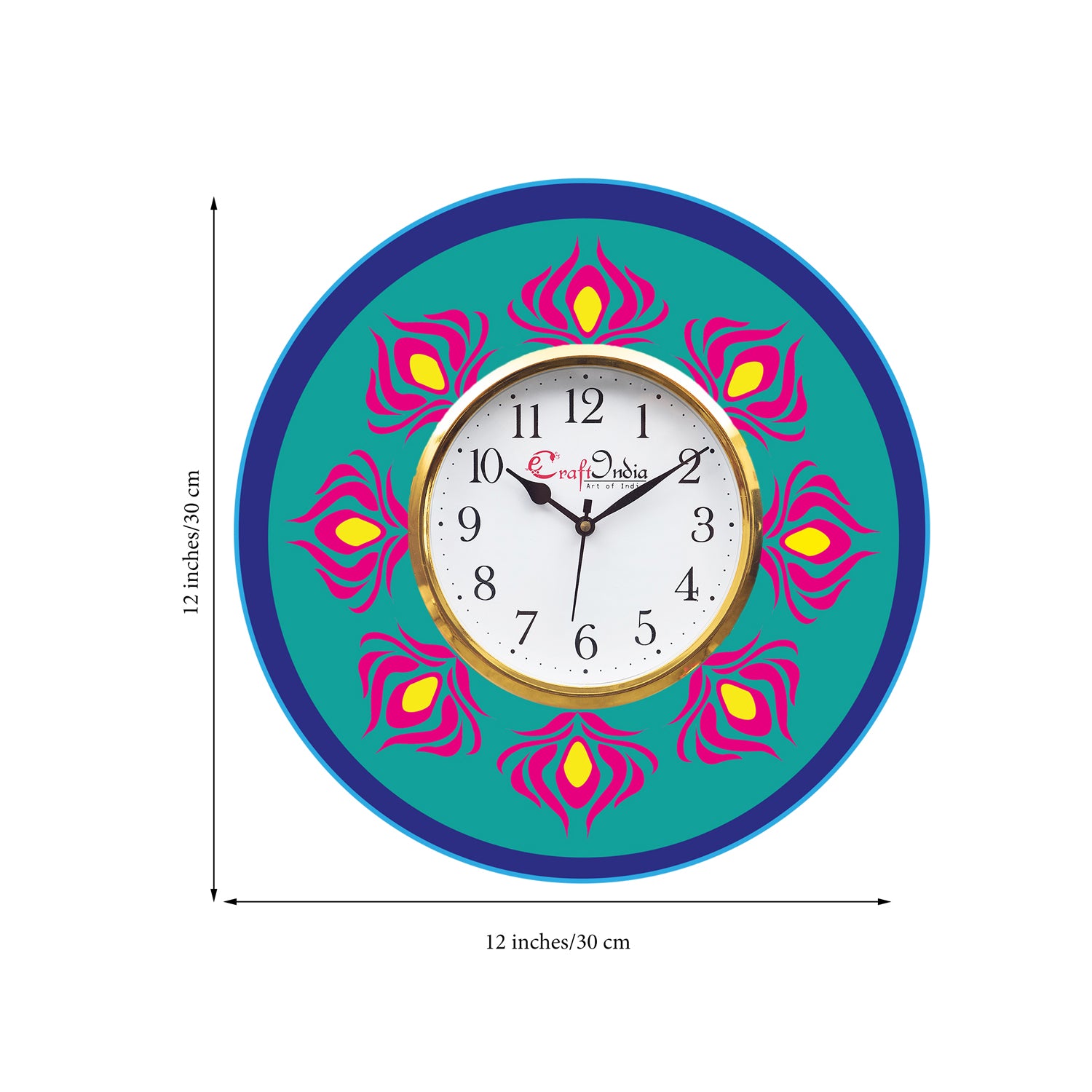 Ethnic Design Wooden Colorful Round Wall Clock 2