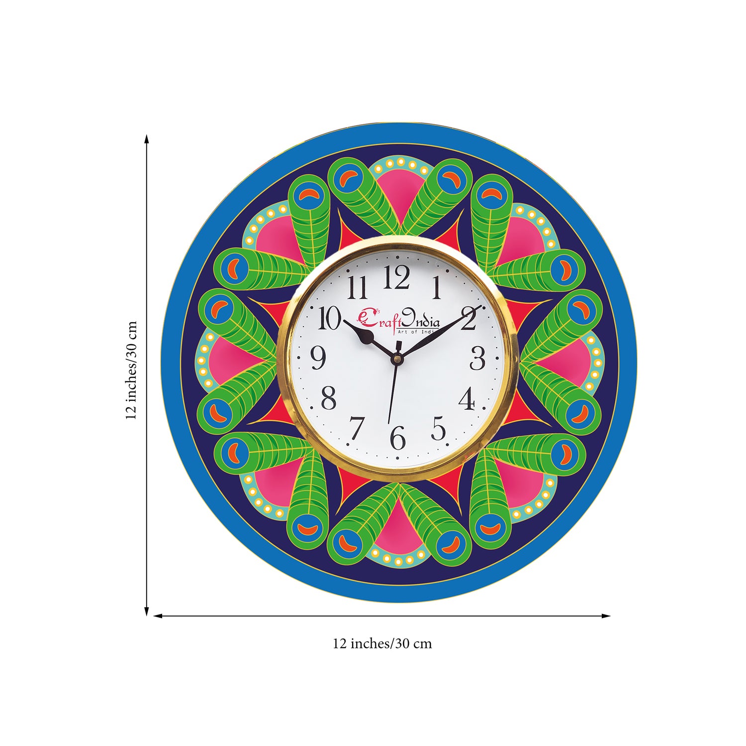 Ethnic Design Wooden Colorful Round Wall Clock 2