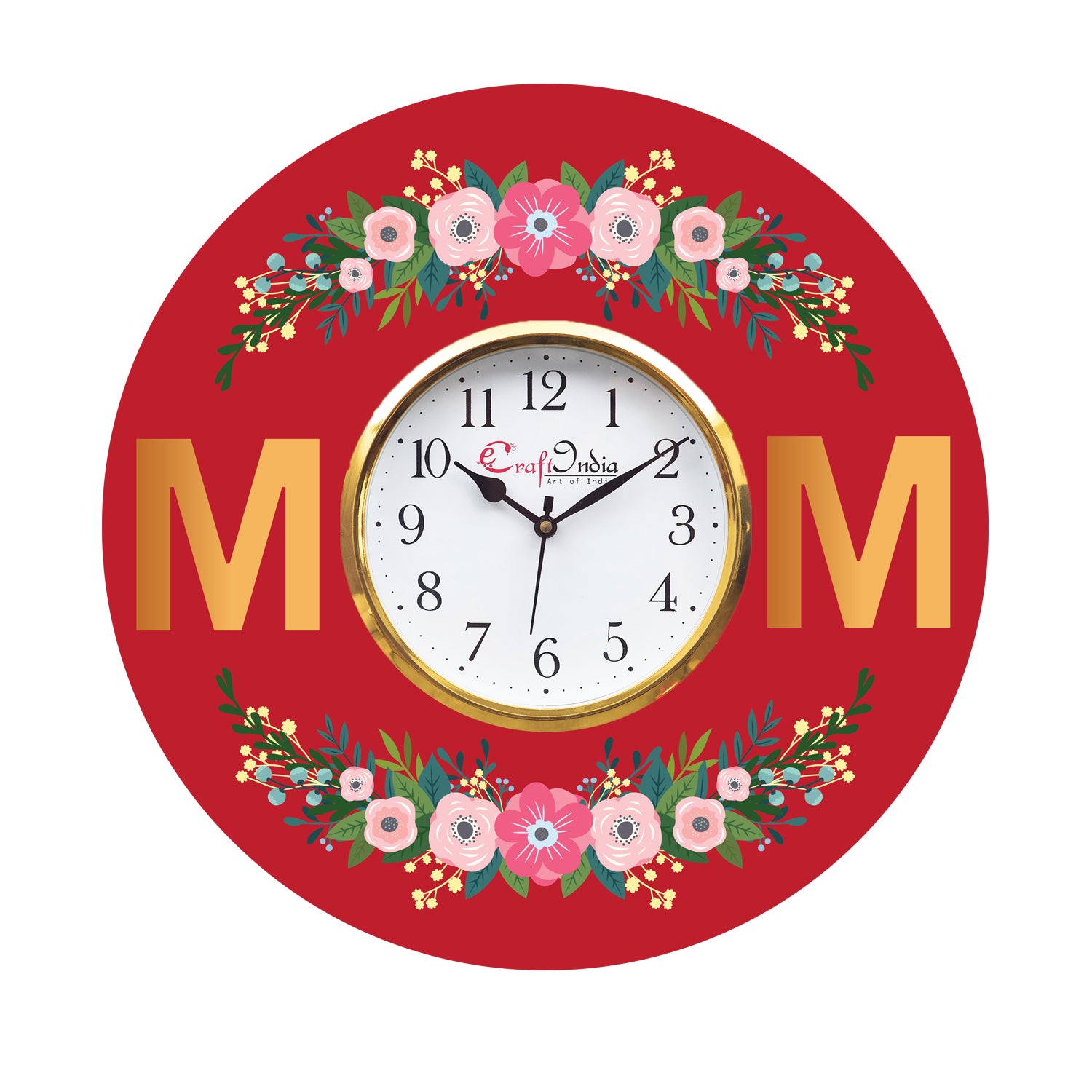 Mom and Mother Theme Wooden Colorful Round Wall Clock