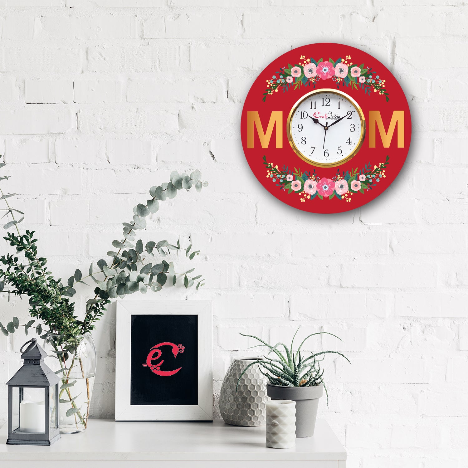 Mom and Mother Theme Wooden Colorful Round Wall Clock 1
