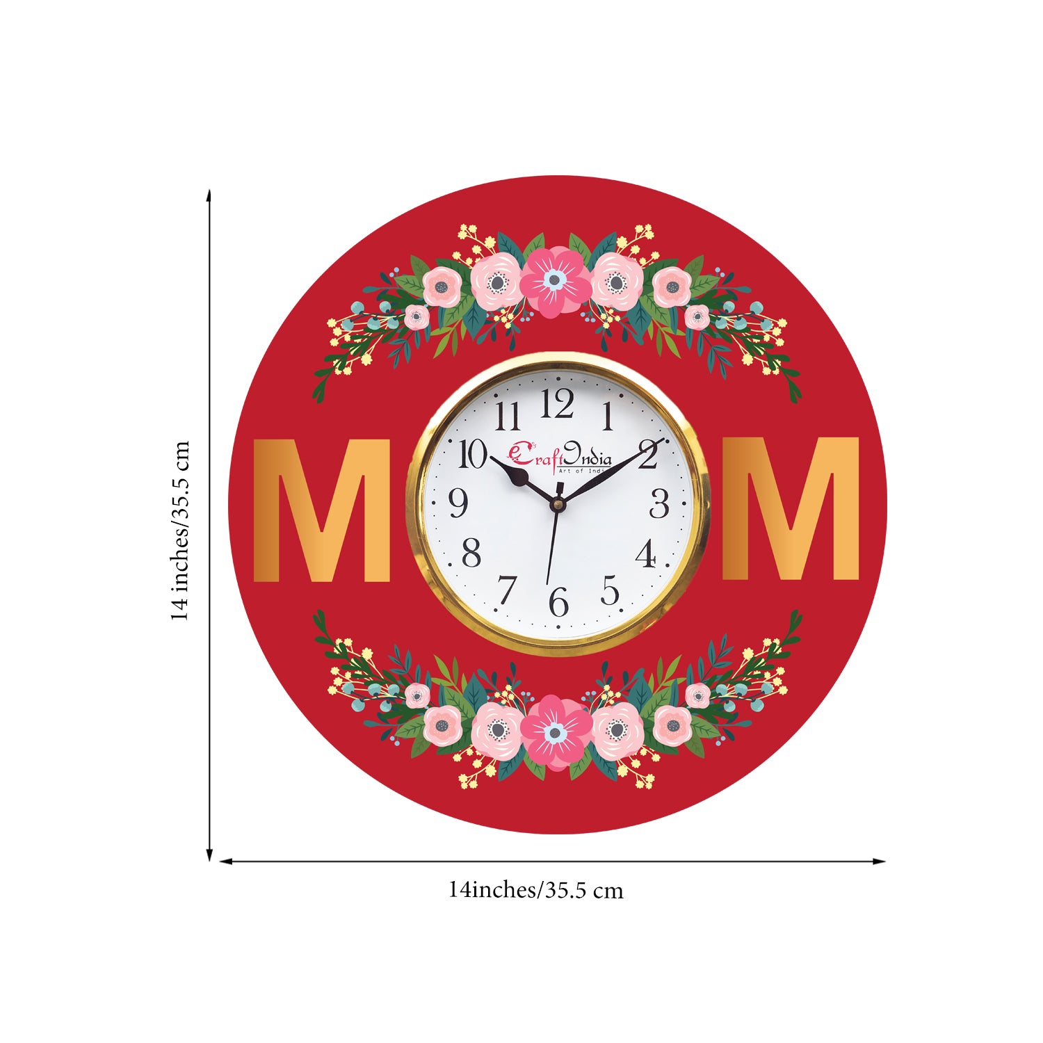 Mom and Mother Theme Wooden Colorful Round Wall Clock 2
