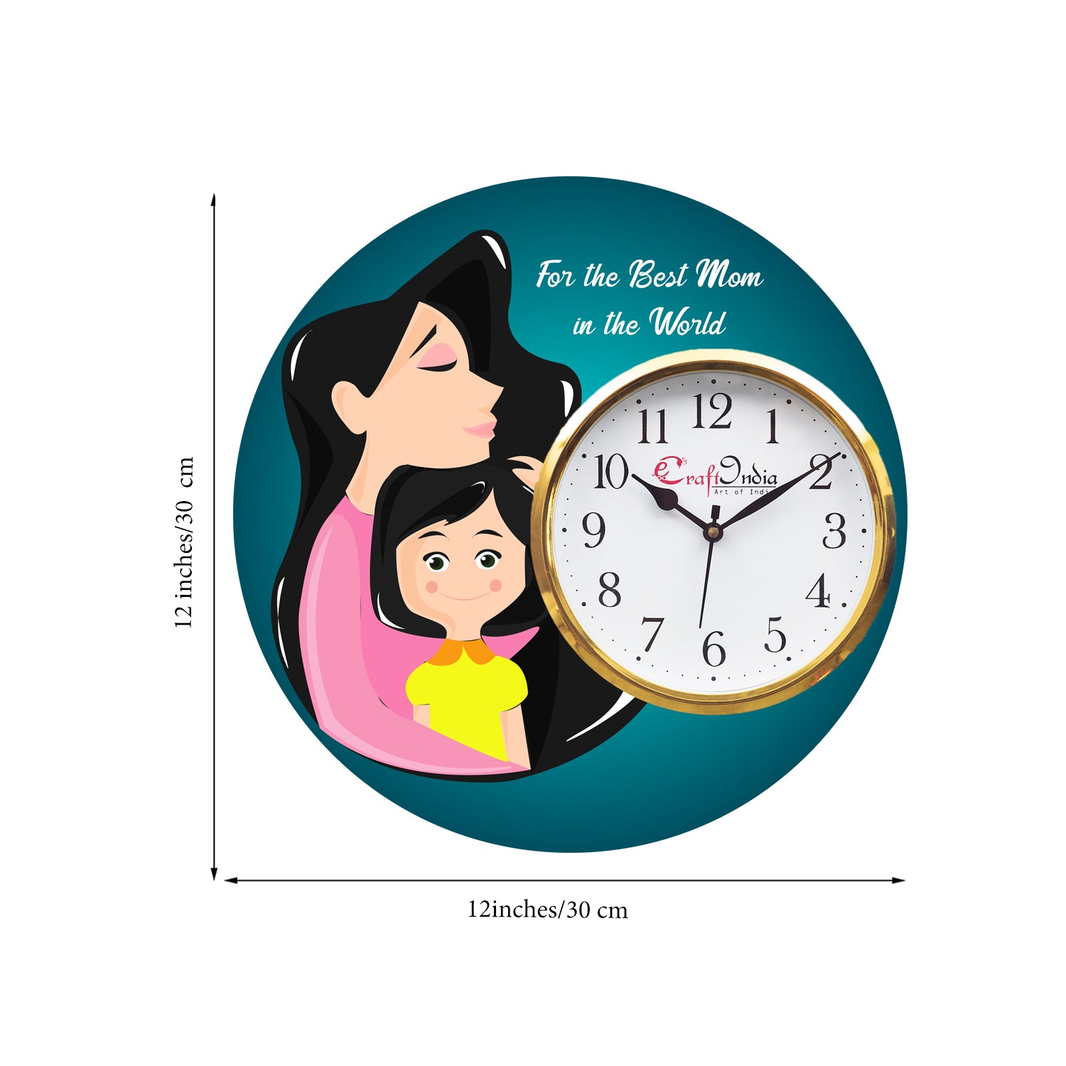 Best Mom in the World Theme Wooden Colorful Round Wall Clock 2
