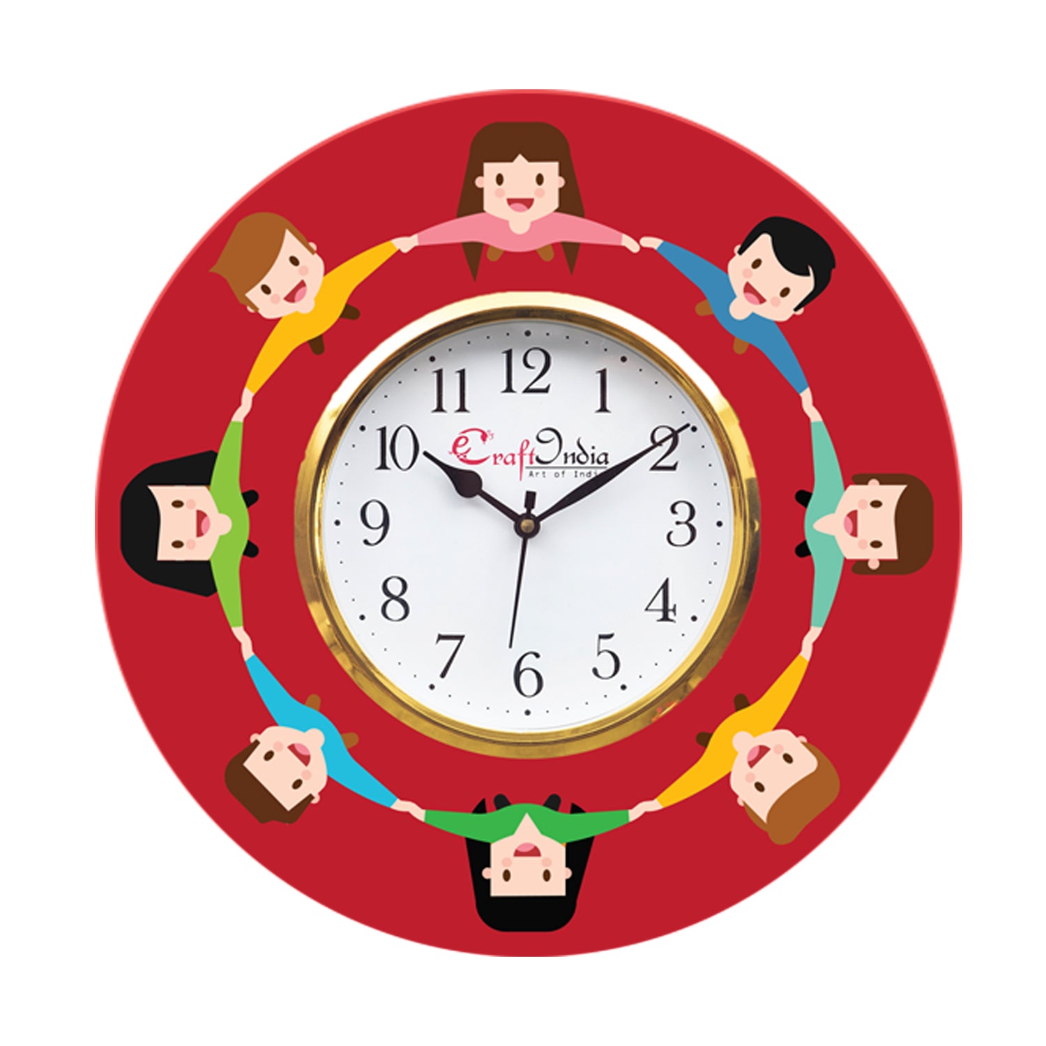 Friendship Theme Wooden Colorful Round Wall Clock