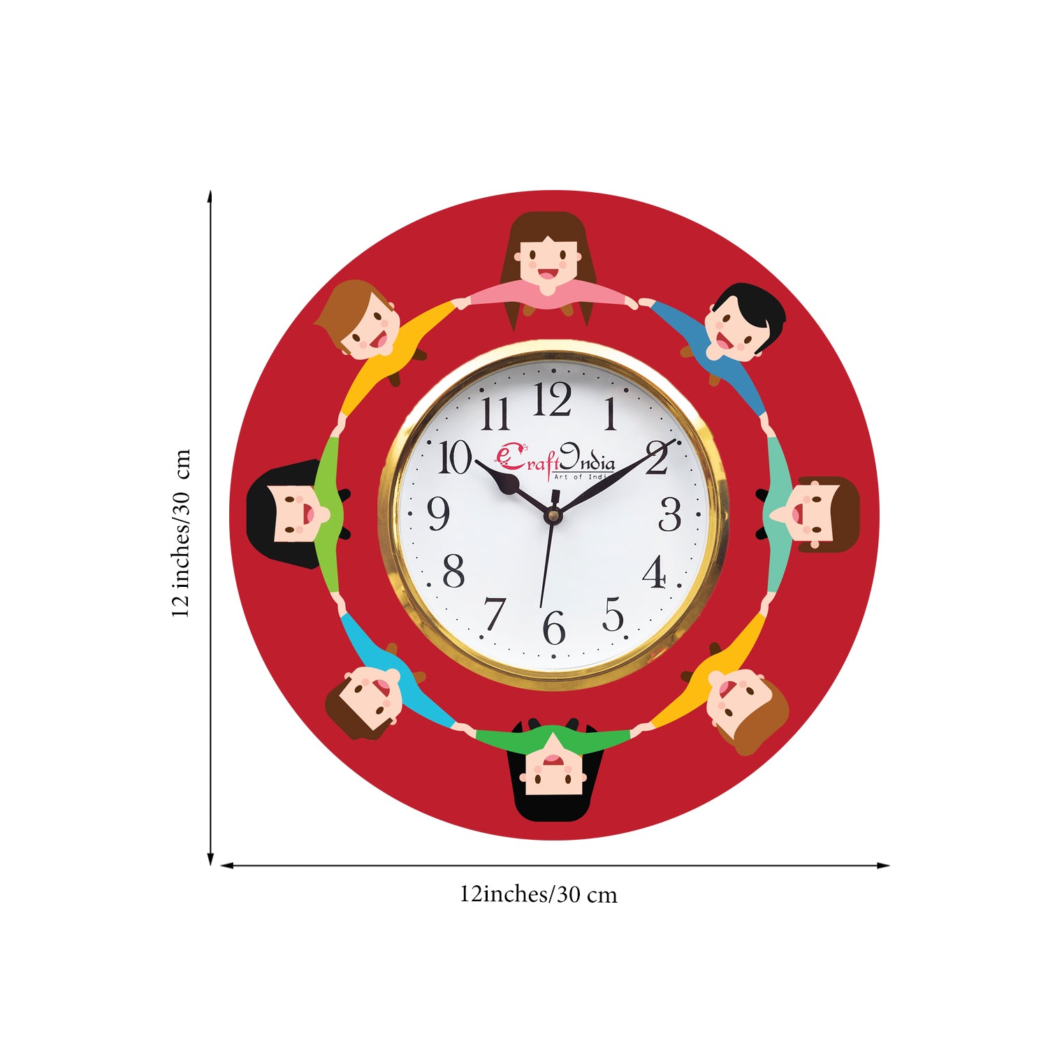 Friendship Theme Wooden Colorful Round Wall Clock 2